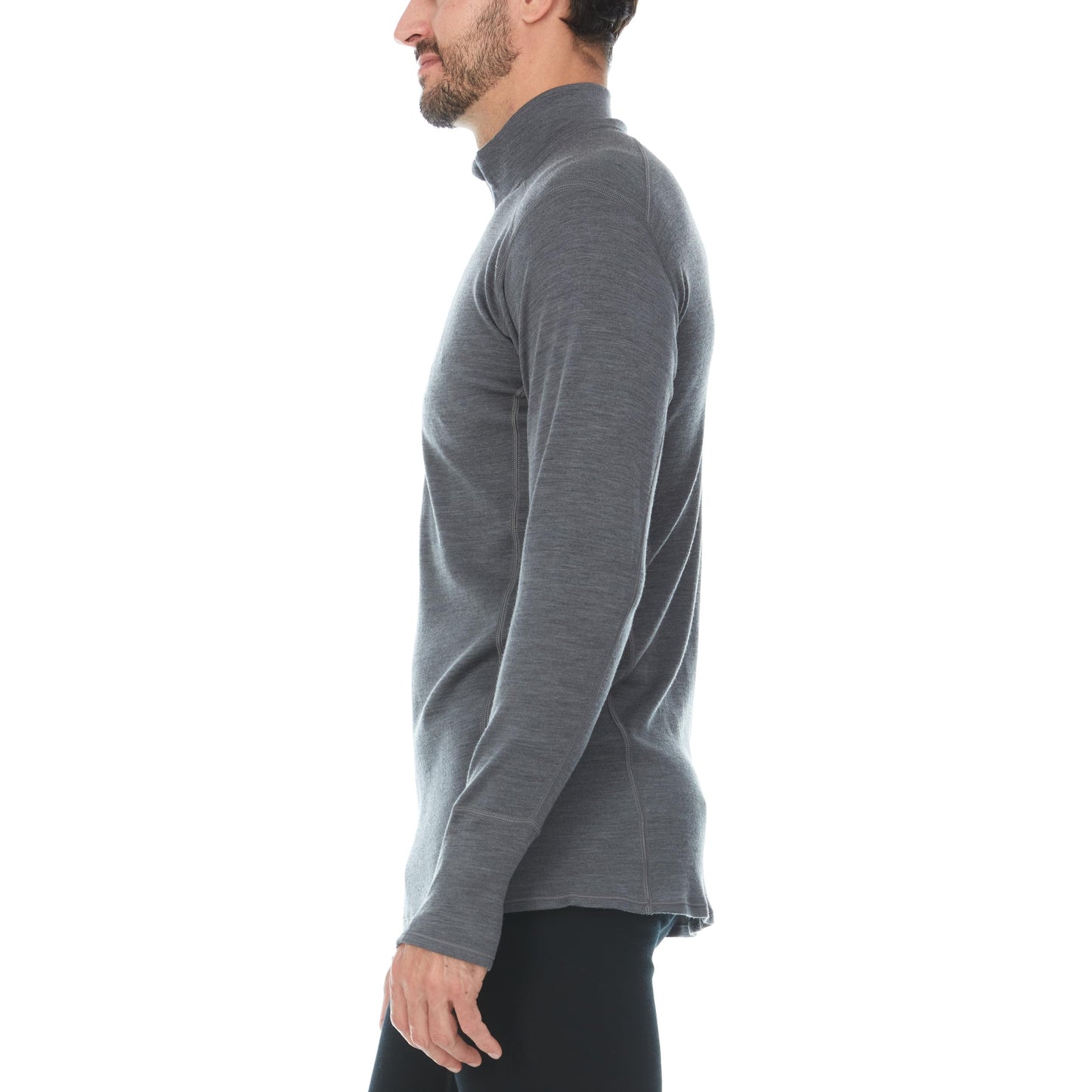 100% Merino Wool - Men’s Midweight Quarter Zip - Warm Pullover - Midlayer - Charcoal Gray - Medium