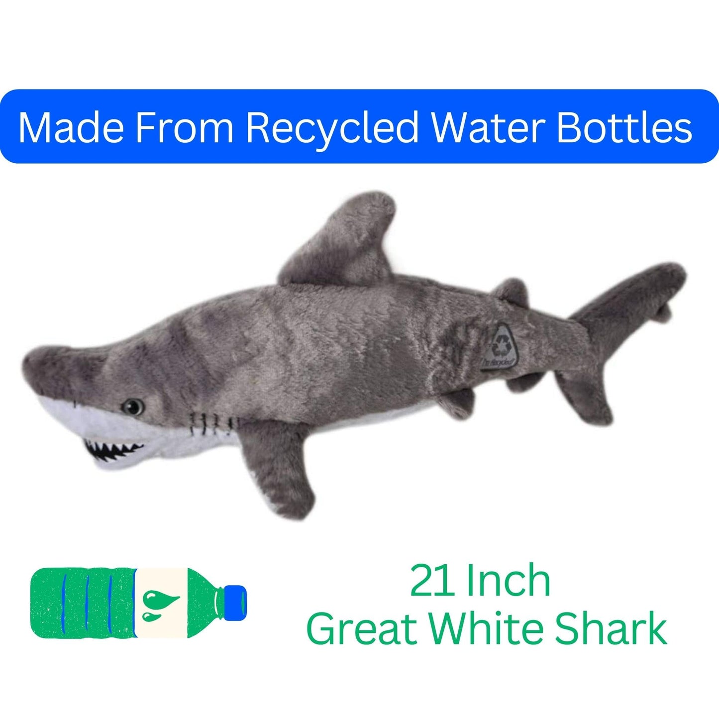 The Petting Zoo Great White Shark Stuffed Animal Plushie, Gifts for Kids, Wild Onez Ocean Animals, Shark Plush Toy 21 inches