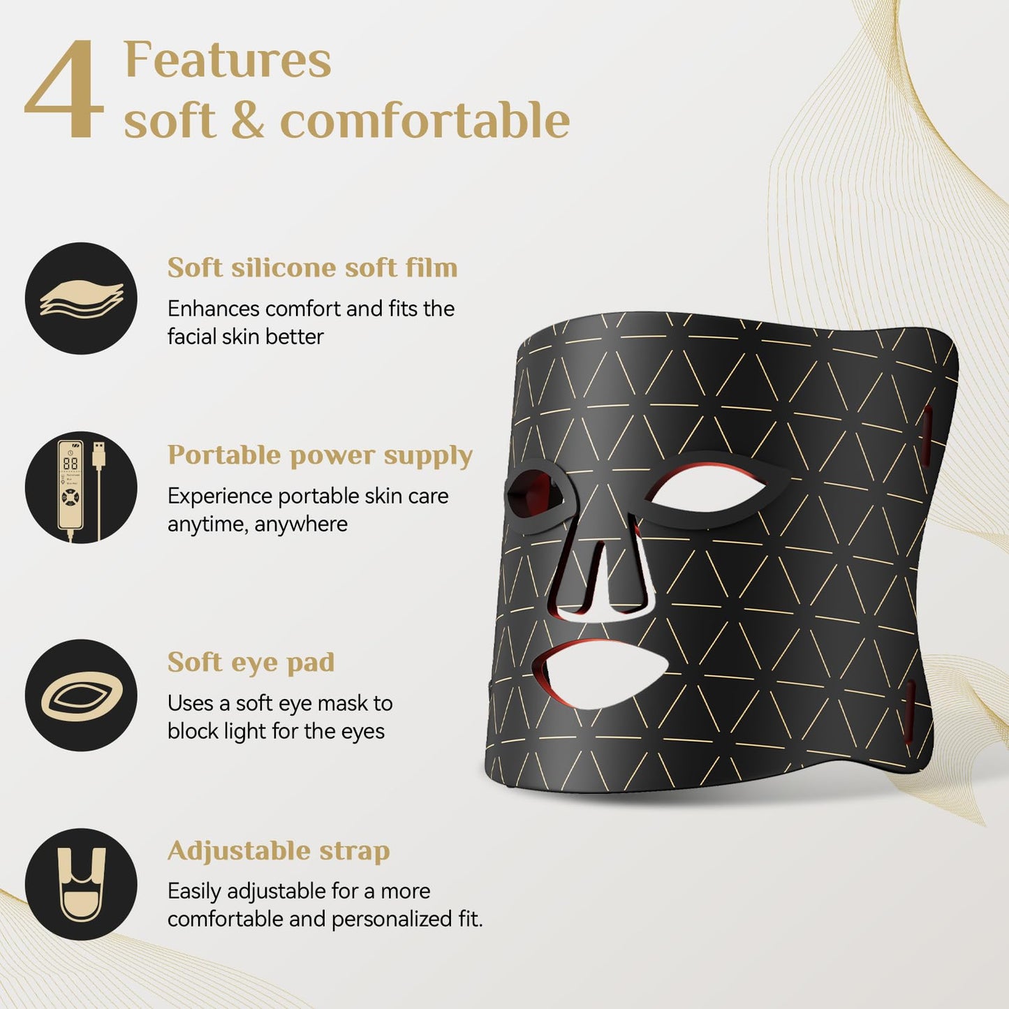 Red Light Therapy Mask for Face, LED Face Mask Light Therapy with Red 630±5nm & NIR 830nm, Body Beauty Machine for Care at Home