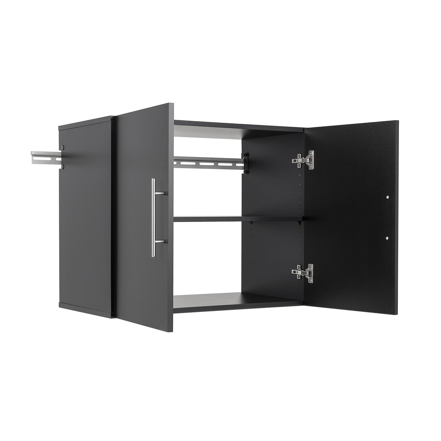 Prepac HangUps 30" Upper Garage Cabinet, Bathroom Cabinet Wall Mount, Ideal for Garage, Kitchen and Laundry Organization 30" W x 24" H x 16" D, Black
