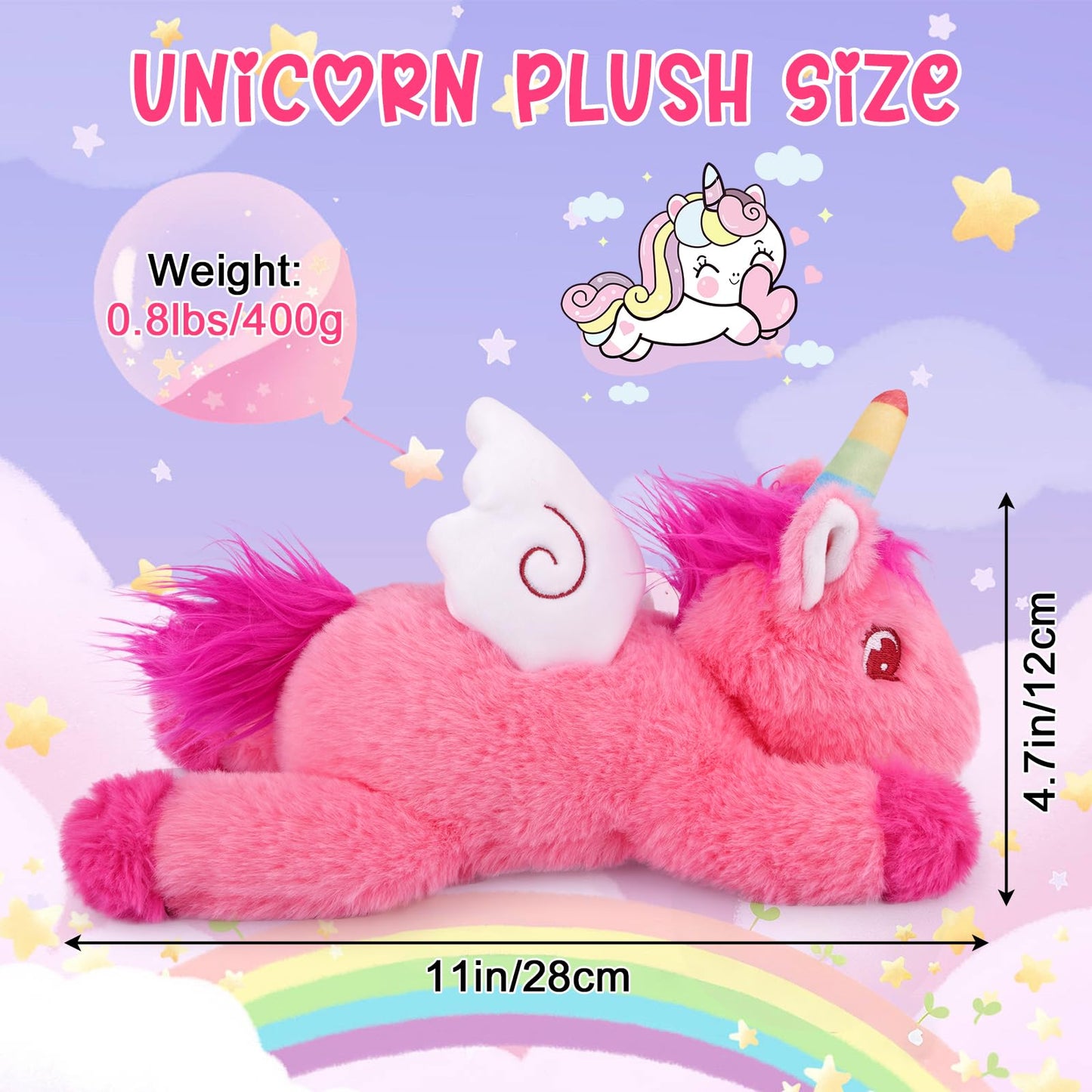 Slojkardon Weighted Unicorn Plush - 11" Pink Unicorn Stuffed Animal for Girls, Cute Huggable Weighted Stuffed Animals Soft Sensory Plushie Toy 0.8 lbs, Birthday Gifts for Kids & Adults