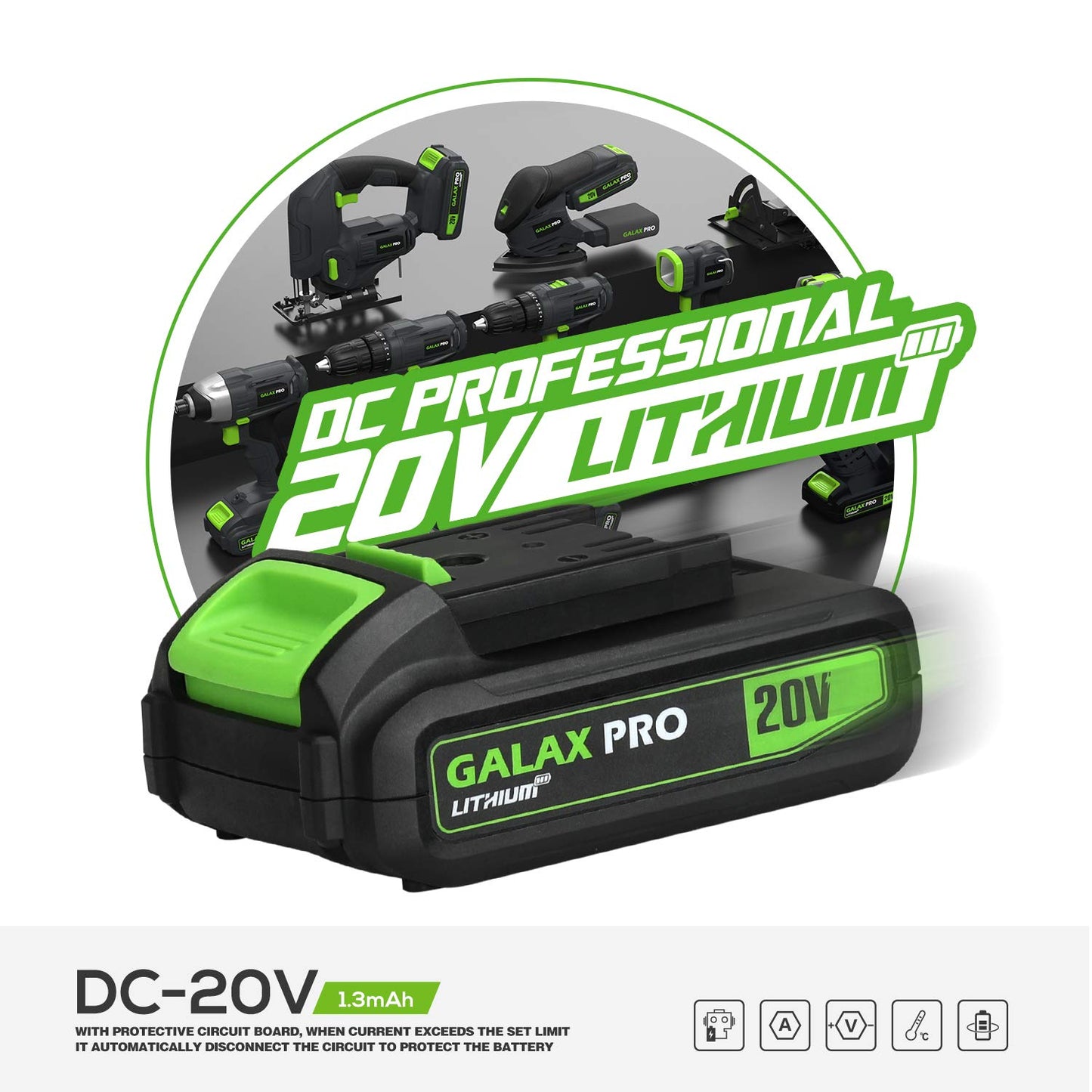 GALAX PRO Mini Circular Saw, DC20V 4-1/2" Cordless Circular Saw with 2.0Ah battery, Laser Guide, Rip Guide, 2 Pcs Blades(24T+ 60T), 3400RPM, Max Cutting Depth 1-11/16"(90°), 1-1/8"(45°)