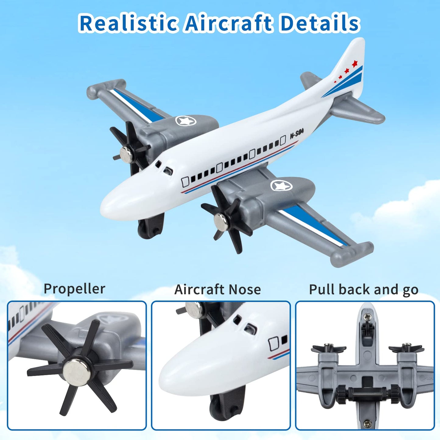Toy Airplane 6 Pack, Diecast Airplane Toy for Boys Age 3 4-7 8-12, Alloy Planes Model/Glider Planes/Airlines Plane Toys for Kids Birthday Airforce Party Favors