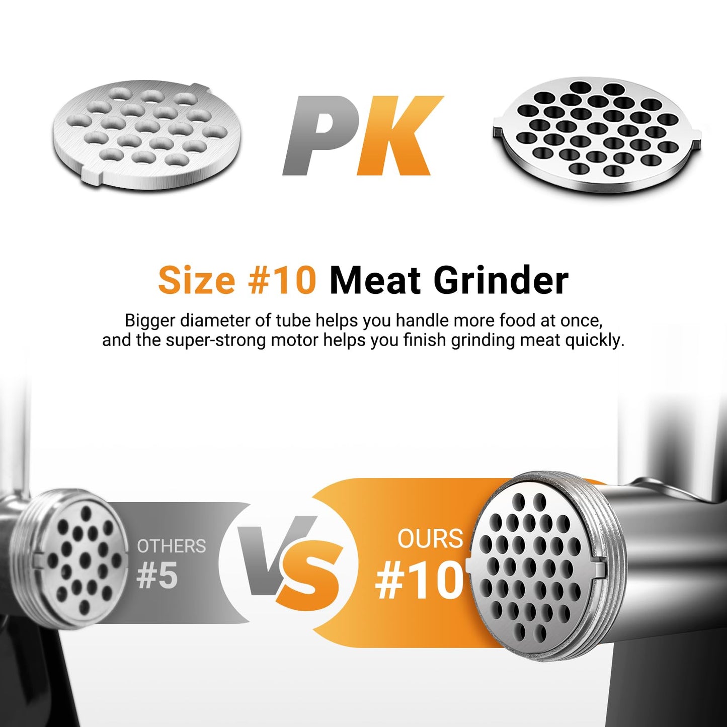 AAOBOSI Electric Meat Grinder #10 | 3000W Max | 3 Stainless Steel Plates | 3 Sausage Stuffers | Stainless Steel Blade | Kubbe Maker | One-Button Control