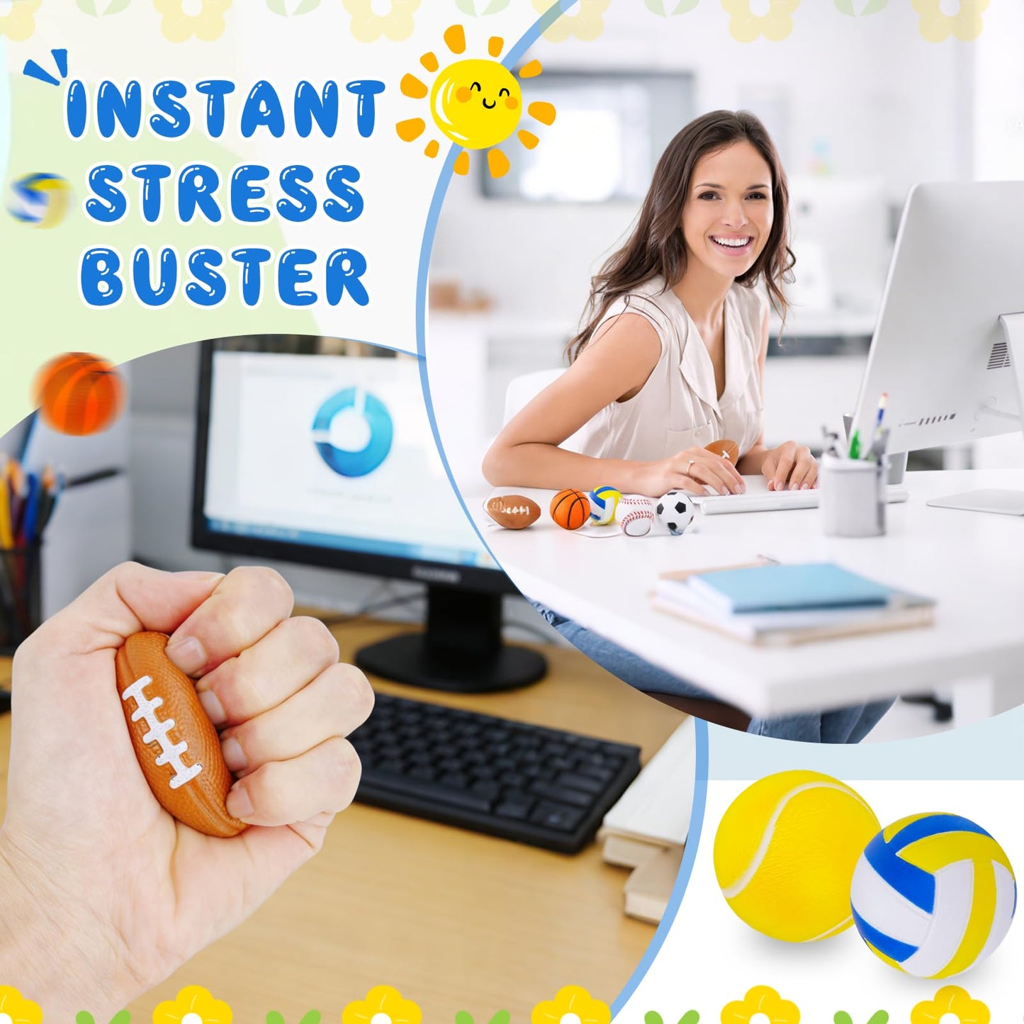 Tiaxidex 24 PCS Stress Balls, Sports Party Favors, Mini Sports Balls, Mini Foam Fidget Toys for Stress Anxiety Relief, Goodie Bag Stuffers, Office Classroom Stress Relief Gifts, Classroom Prizes