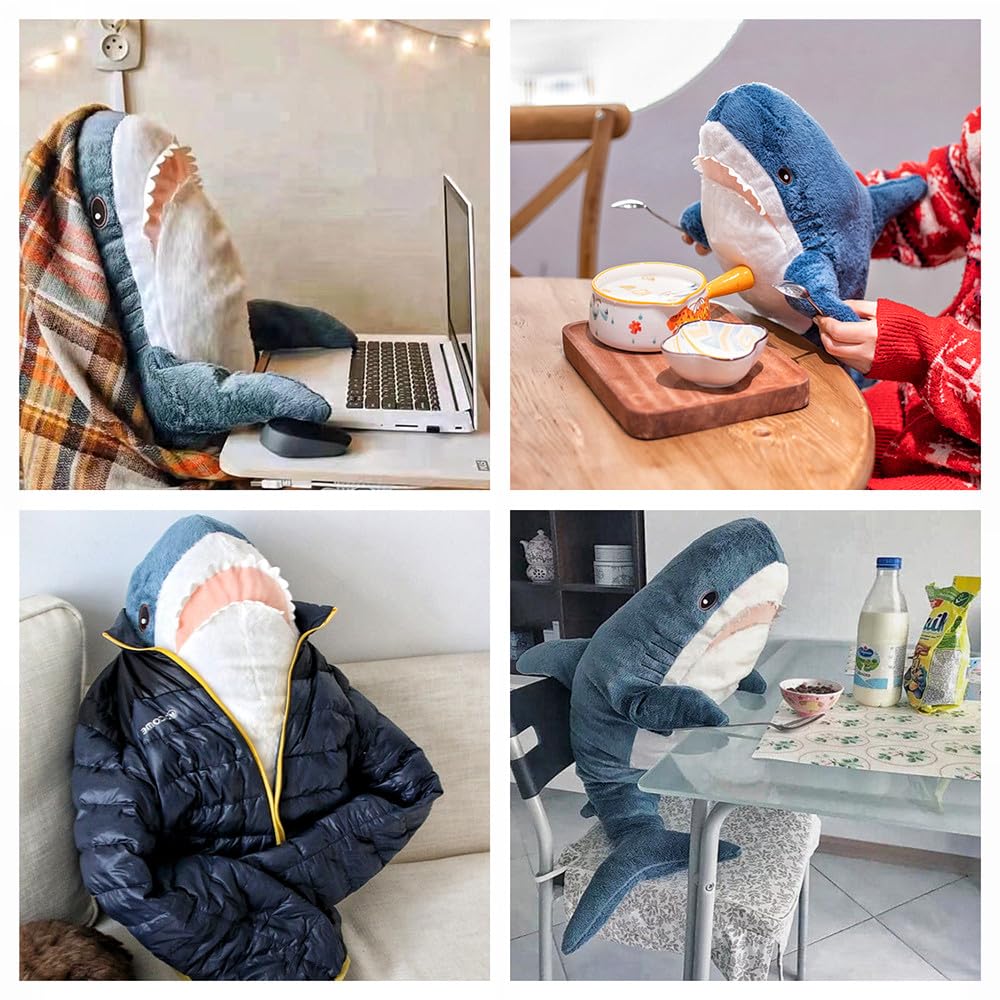 XIYUAN 39.3-Inch SharkPlush Toy Giant SharkStuffed Animal Soft SharkPillow Cushion Shark Plush Pillow Chubby Stuffed Shark Toy Bedtime Gift Throw Pillow for Home Room Décor Kids