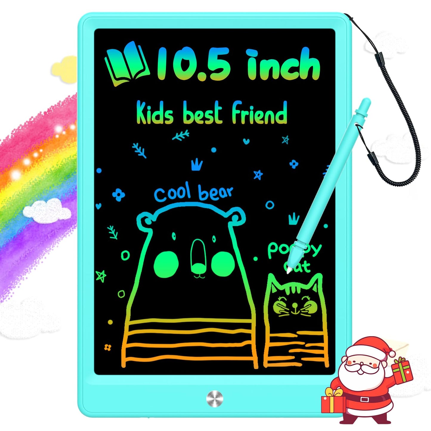 BUKEBU LCD Writing Tablet Doodle Board,10.5 inch Colorful Drawing Pad,Electronic Drawing Tablet, Drawing Pads,Travel Gifts for Kids Ages 3 4 5 6 7 8 Year Old Girls Boys (Blue)