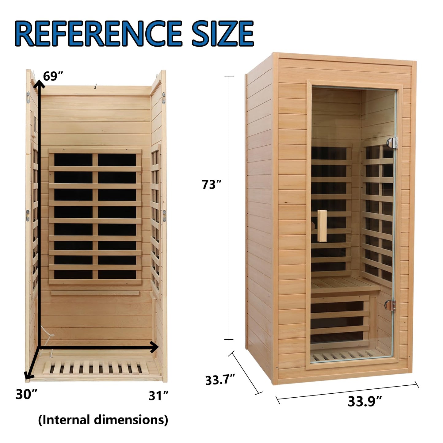 Kanlanth 1 Person Infrared Sauna, Low EMF FAR Infrared Saunas for Home, 1200 watt Canadian Hemlock Indoor Sauna Room with LED Reading Lamp, LCD Display Control, Blue-Tooth Audio