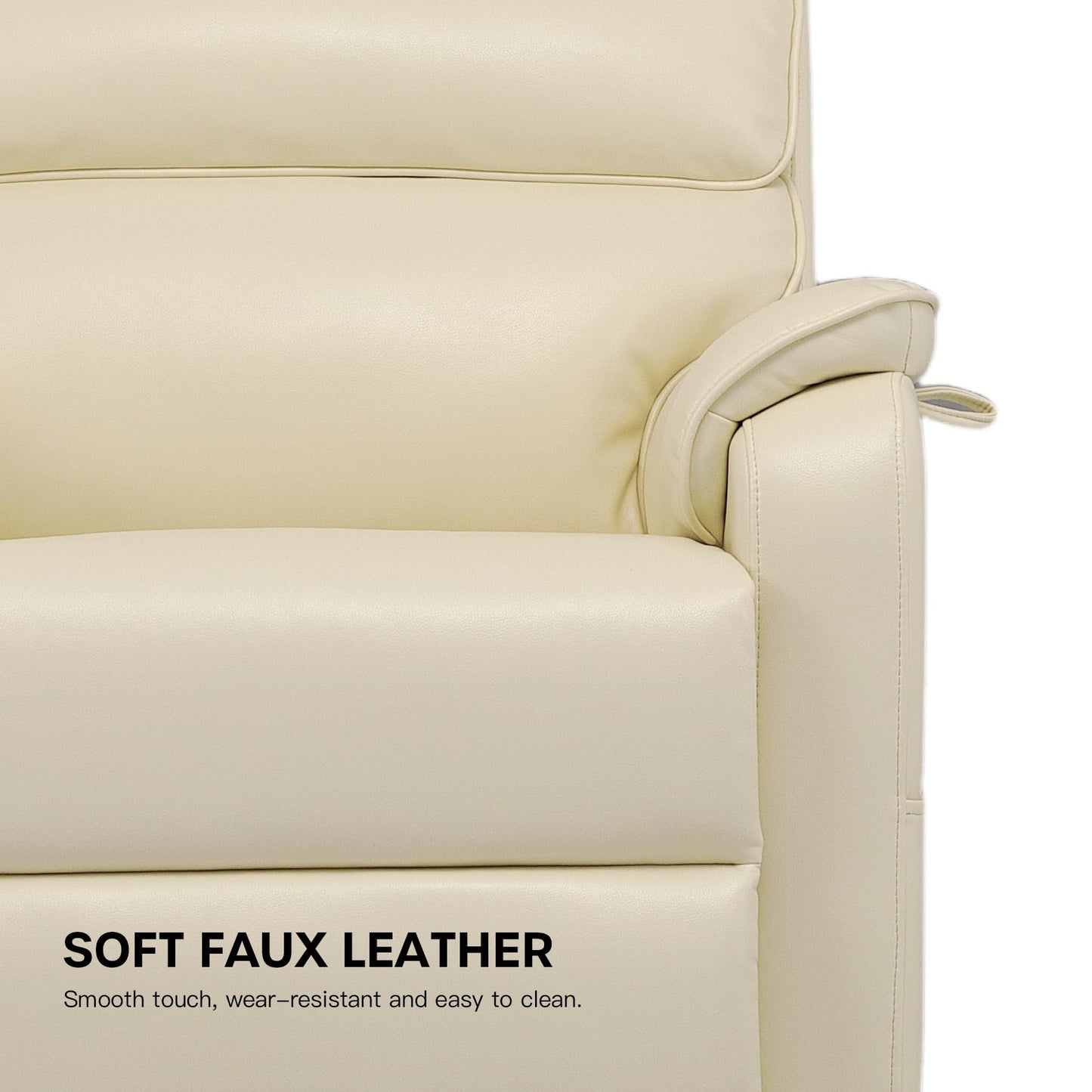 DYNOX Big Man Large-Wide Power Dual Motor Lift Recliners Chairs for Elderly Lay Flat Lift Chair with Infinite Positions, Heat & Massage, Supports 400 LBS(9298,Faux Leather,Cream)