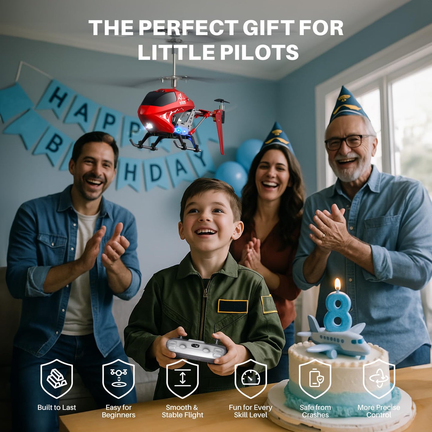 SYMA S107H-E RC Helicopter for Kids 8-12 and Beginners, Remote Control Helicopter with Altitude Hold, 2 Speed Modes, Whole Alloy Toy for Boys Girls Indoor Gift