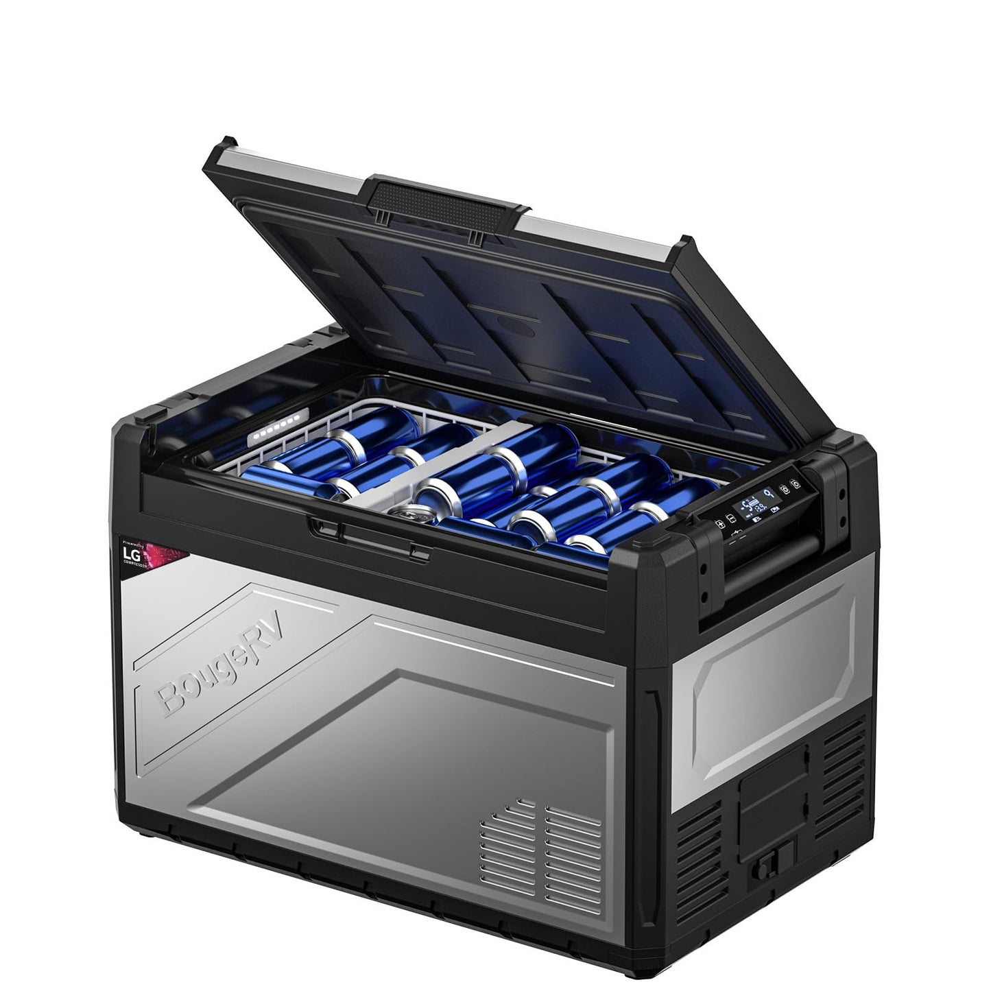 BougeRV 12 Volt Portable Refrigerator, 55 Quart Rocky V2.0 Dual Zone Car Fridge Freezer with APP Control, Compressor Cooler 12/24V DC, 110~240V AC for Overlanding, Camping, Travel, RV, Truck