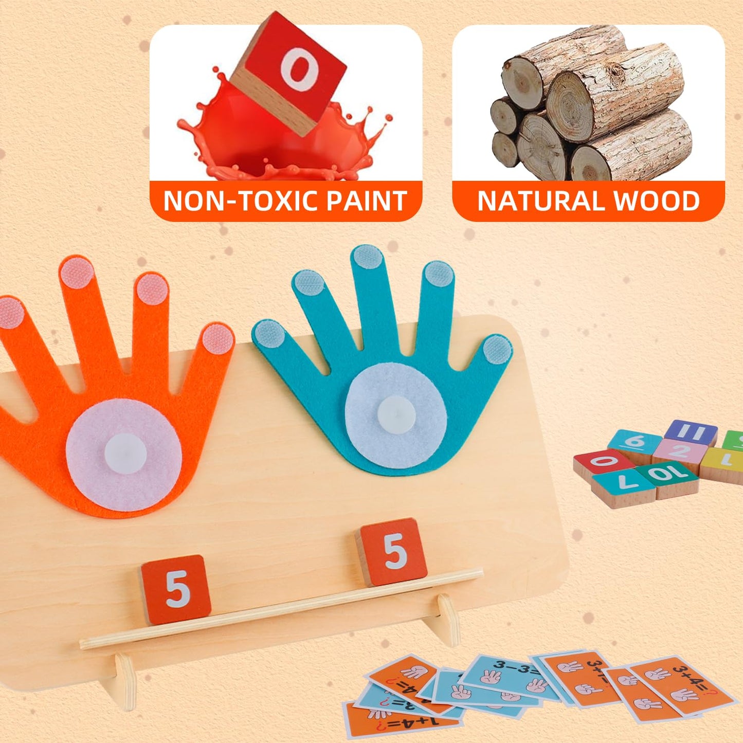 Preschool Learning Toys for Toddlers 3+ Years, Educational Number Counting Blocks for Kids, Homeschool Supplies for Math Manipulates, Finger Counting Math Toy, Montessori Toys for Kids Age 3+