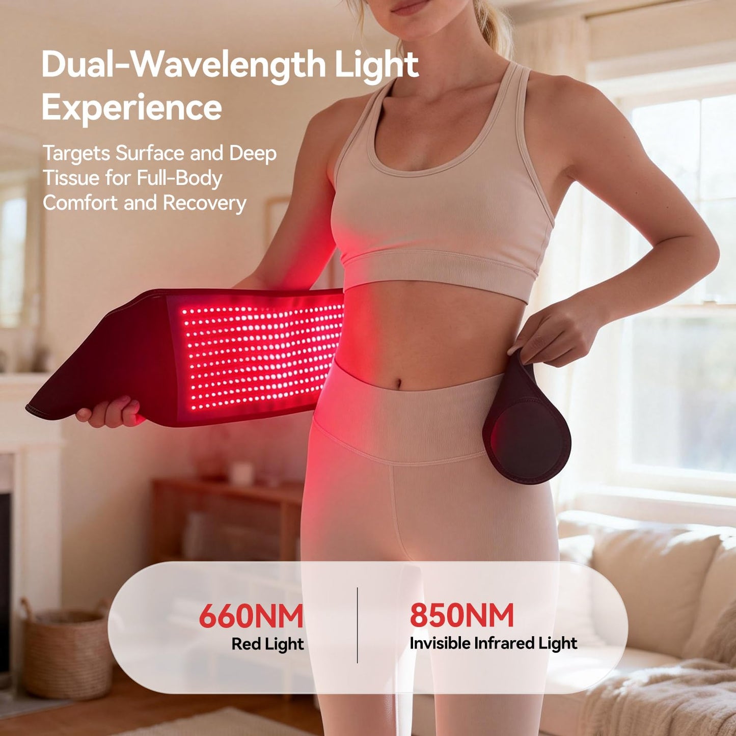 Red LED Light Therapy Belt for Body,600 High-Density LEDs Red Light Therapy,Infrared Light Therapy Wrap