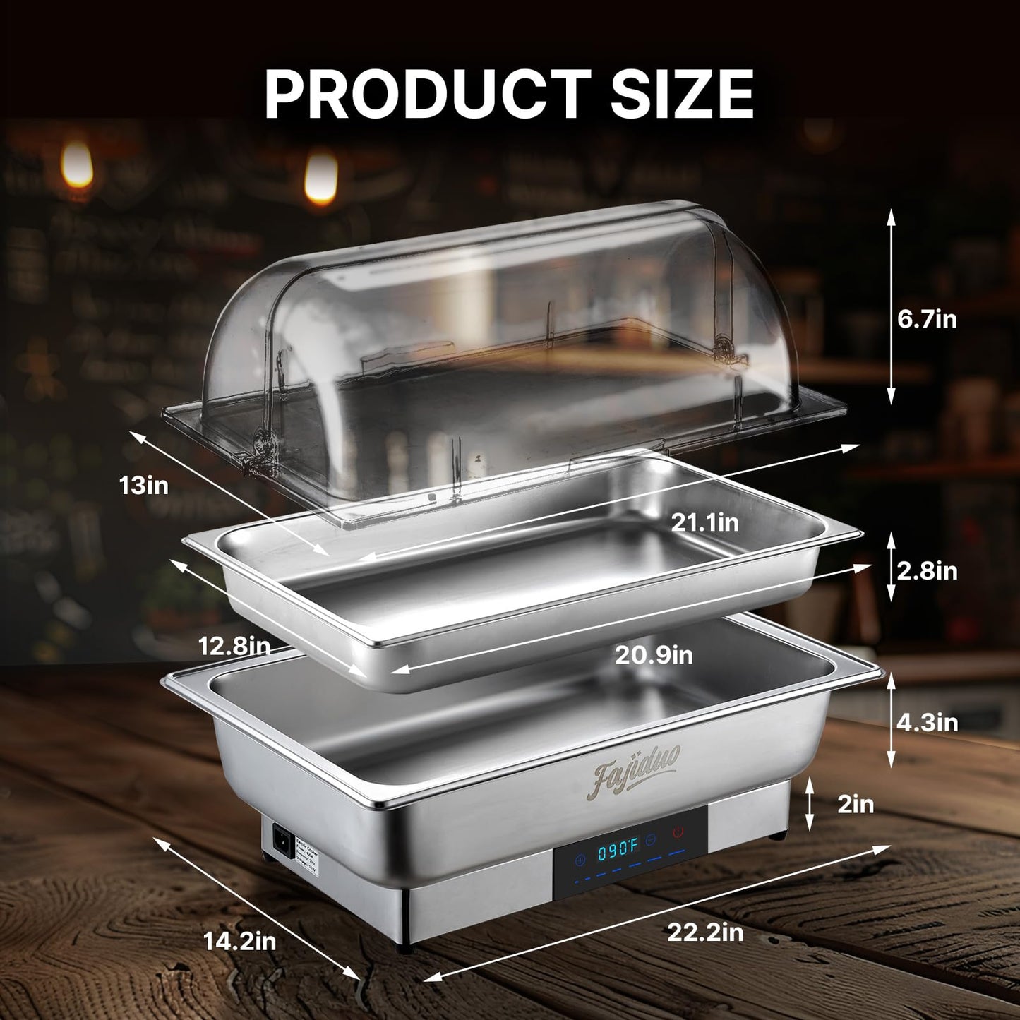 Electric Chafing Dish, 9QT Buffet Servers and Warmers, Stainless Steel Chaffing Dishes with Temperature Control Display, Commercial Food Warmers for for Parties, Catering, Buffets