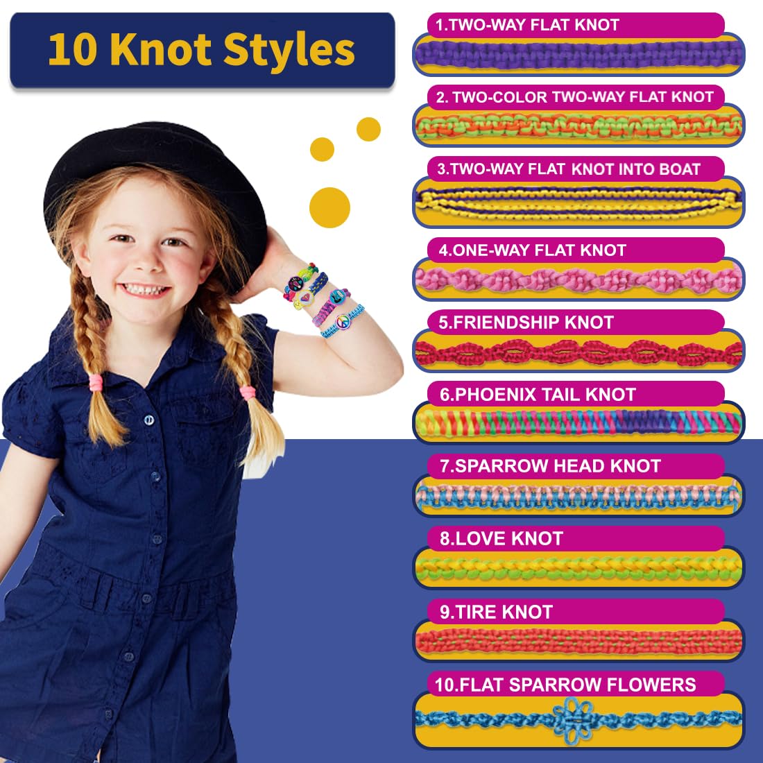 VERTOY Friendship Bracelet Making Kit for Girls - Cool Arts and Crafts Toys for 6 7 8 9 10 11 12 Years Old, Bracelet String and Rewarding Activity, Best Birthday Gifts for Teen Girls