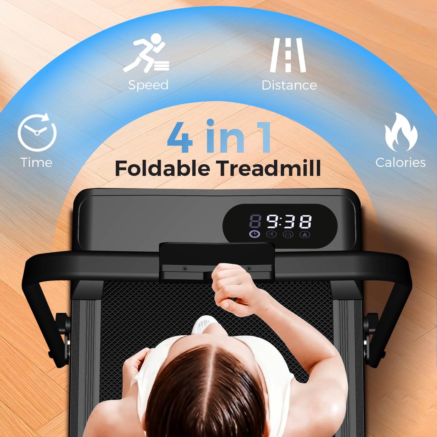 Walking Pad with Handle Bar, 2.5HP Walking Pad Treadmill, 3 in 1 Portable Under Desk Treadmills for Home Small Space, Foldable Folding Home Treadmill with Remote Control, 320LBS Capacity