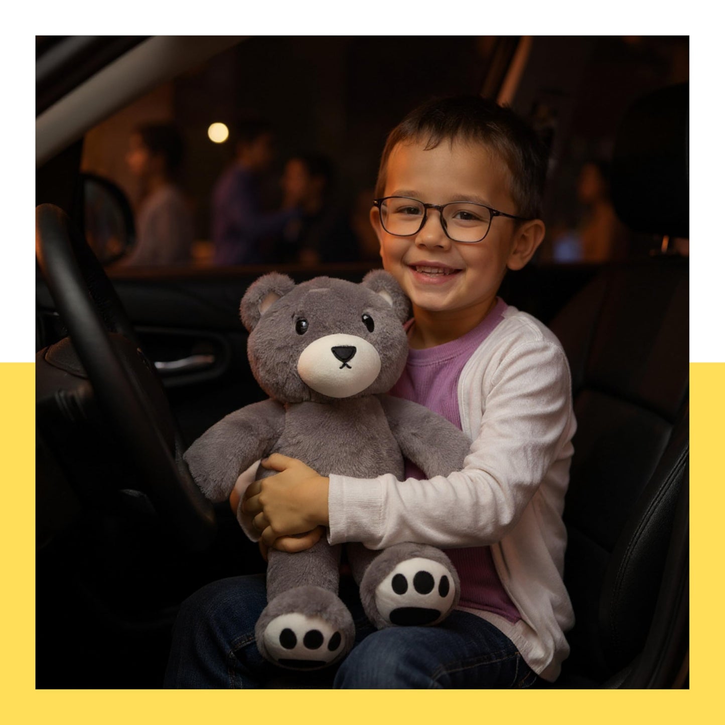 HUGWIMI Huggable Gray Teddy Bear, Soft Stuffed Plushie - Easter Gifts for Kids and Teen Girls, 16 Inches