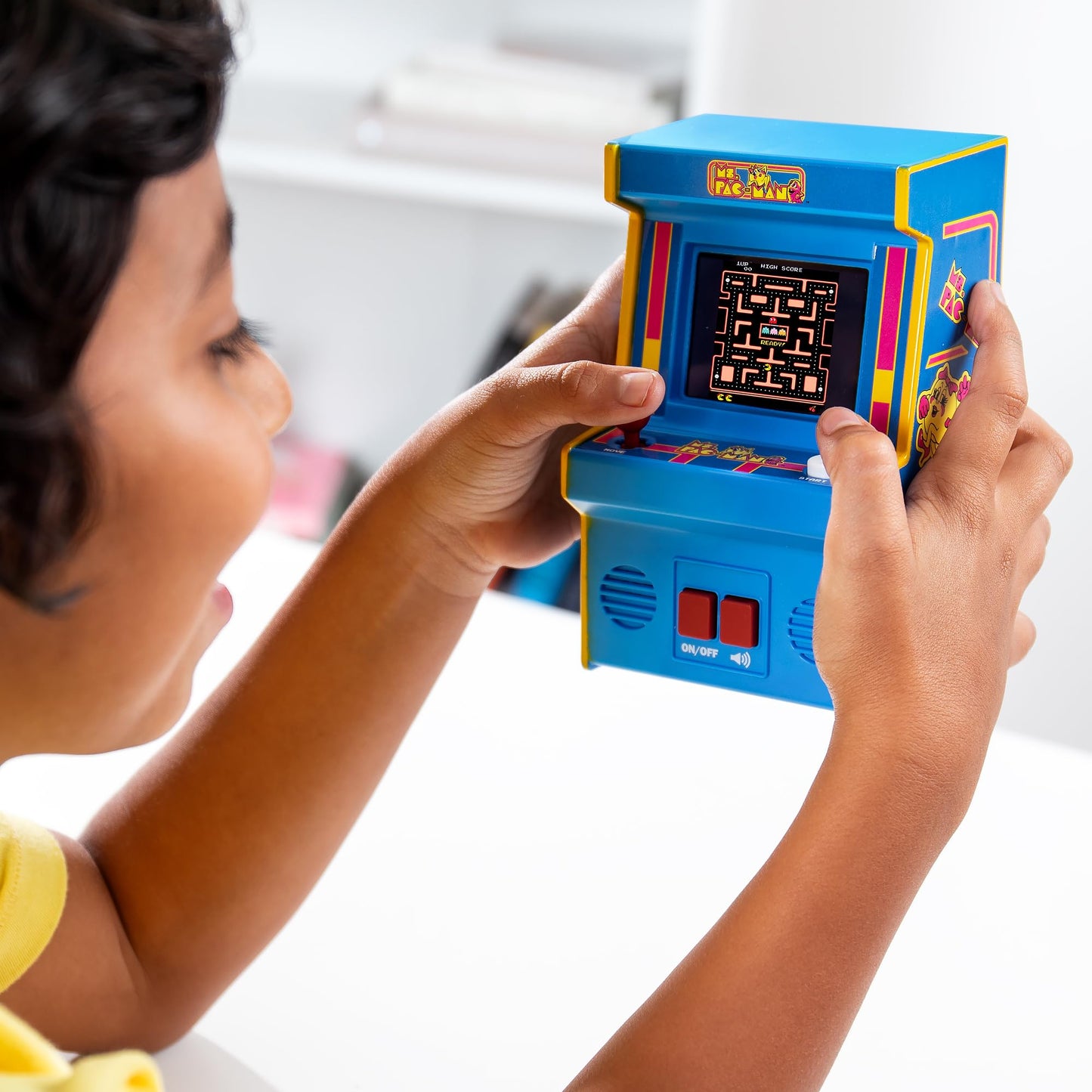 Arcade Classics Ms. Pac-Man - Retro Mini Arcade Game, Full Color Screen, Classic Handheld Electronic Game Console, 90s Toy, Great Gift for Kids 8+