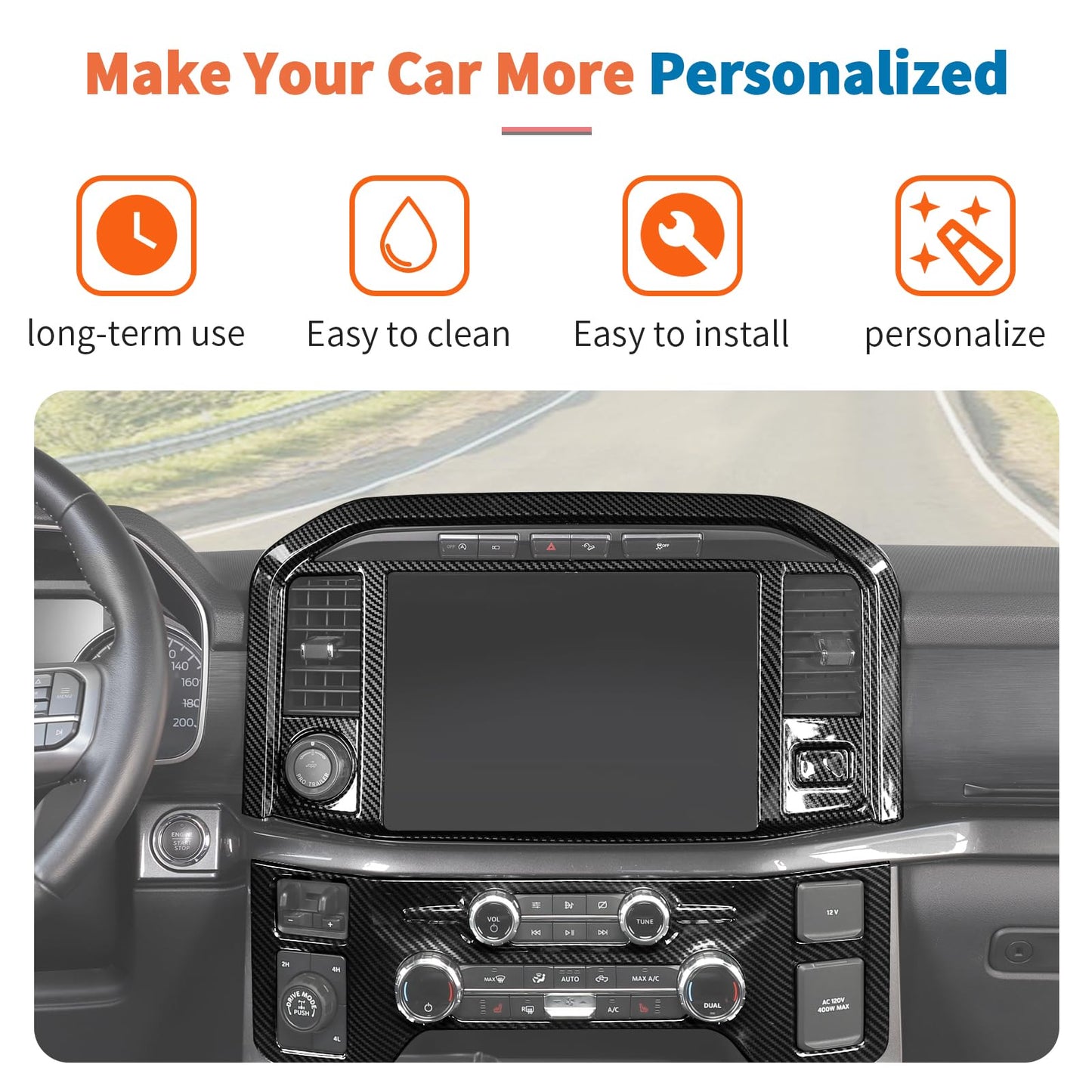 JeCar 12pcs Carbon Fiber Interior Trim Kit for 2021+ Ford F150 Interior Accessories