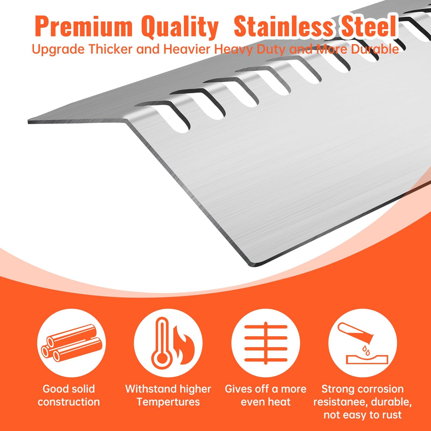 LPTNFRTN Stainless Steel 16631 Flame Tamer and 16520 Heat Plate Shield and 16516 Burners with 5Pack Cooking Grates for Bull Grill Replacement Parts,for Blaze Lion Cal Flame G Series 5 Burner Grill
