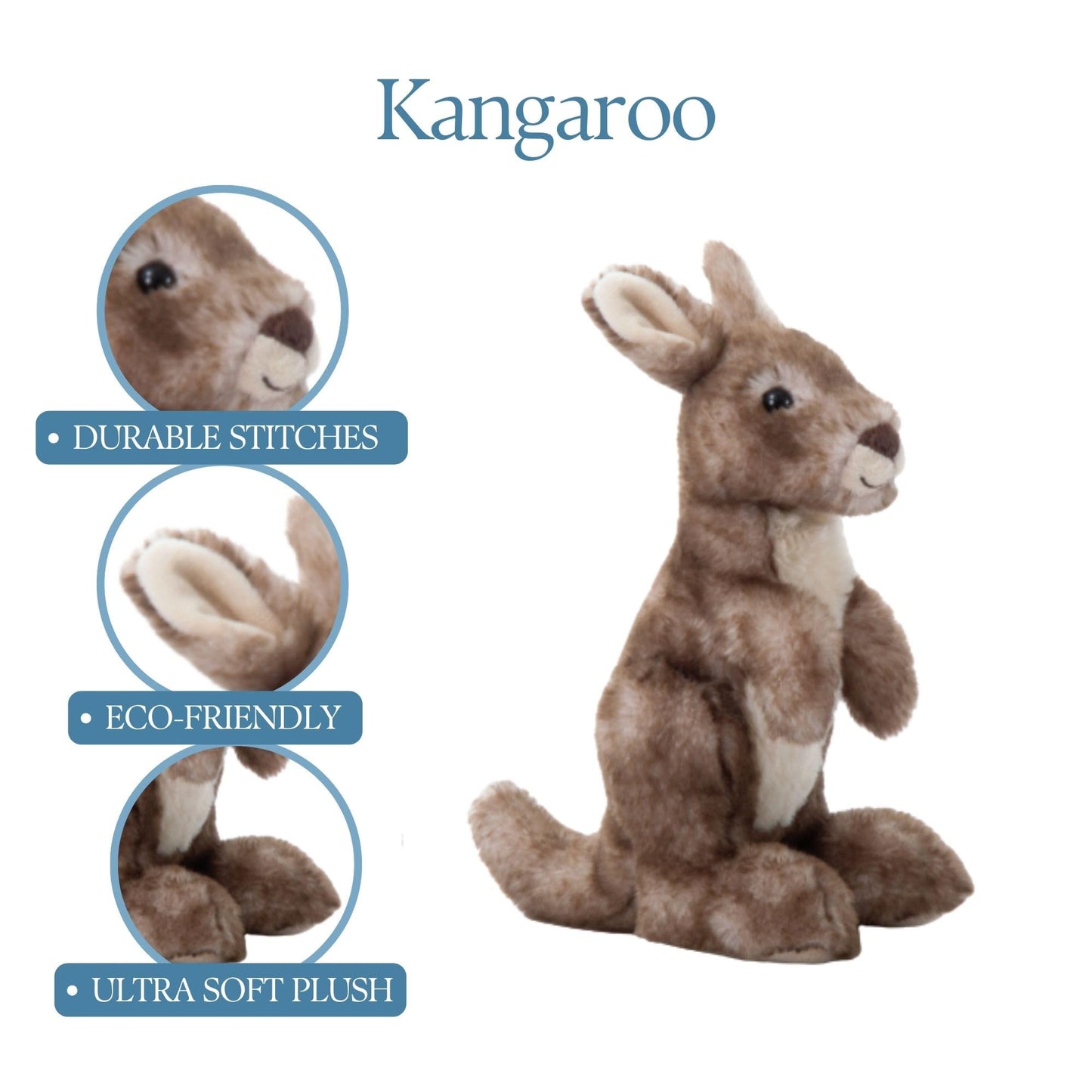 The Petting Zoo Kangaroo Stuffed Animal, Gifts for Kids, Wild Onez Zoo Animals, Kangaroo Plush Toy 9 inches