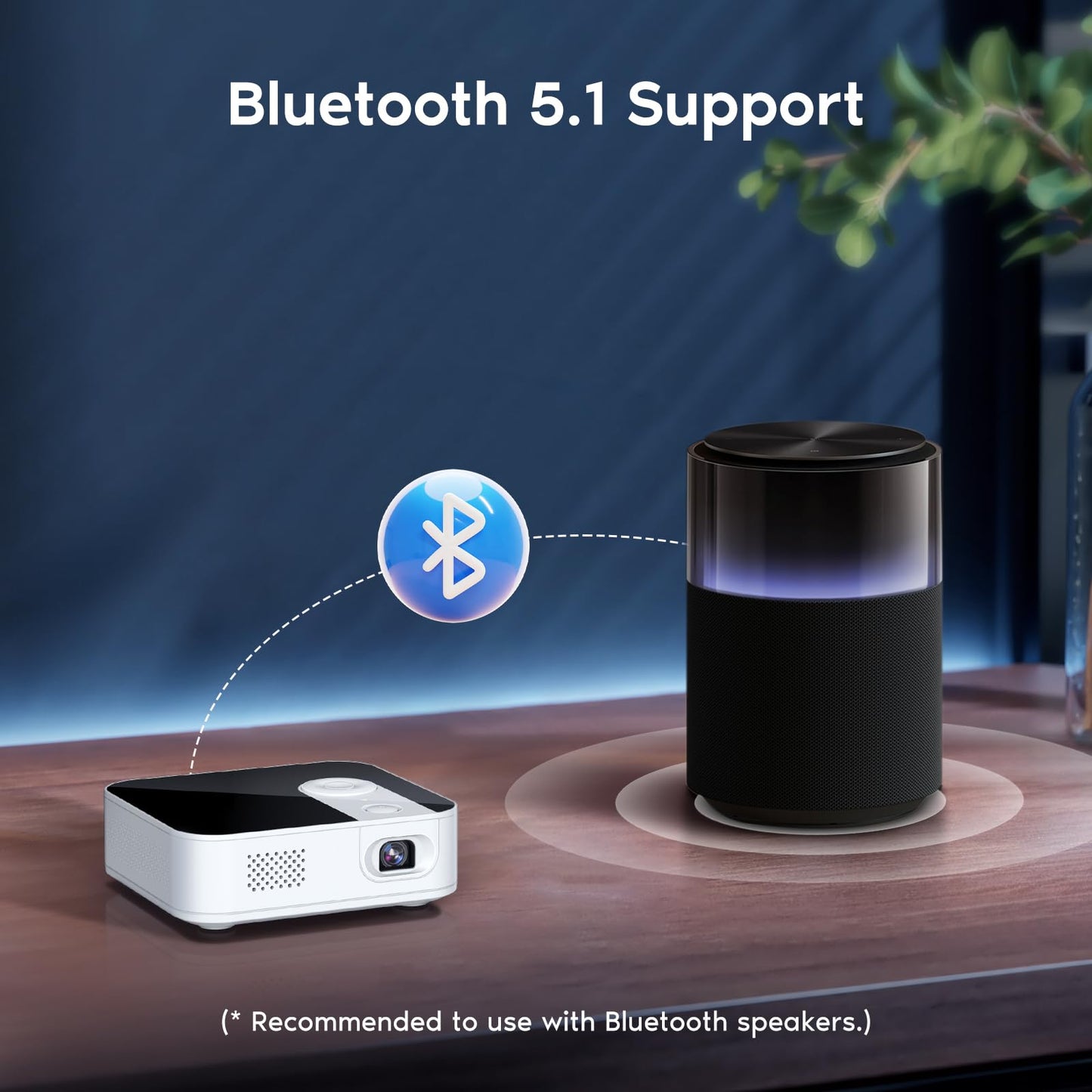 Ultra Mini Pico Pocket Projector, 1080P Support DLP LED Portable Projector, Built in Rechargeable Battery & Speaker, Wireless Micro Projector with WiFi and Bluetooth, Compatible with Phone/Pad/HDMI