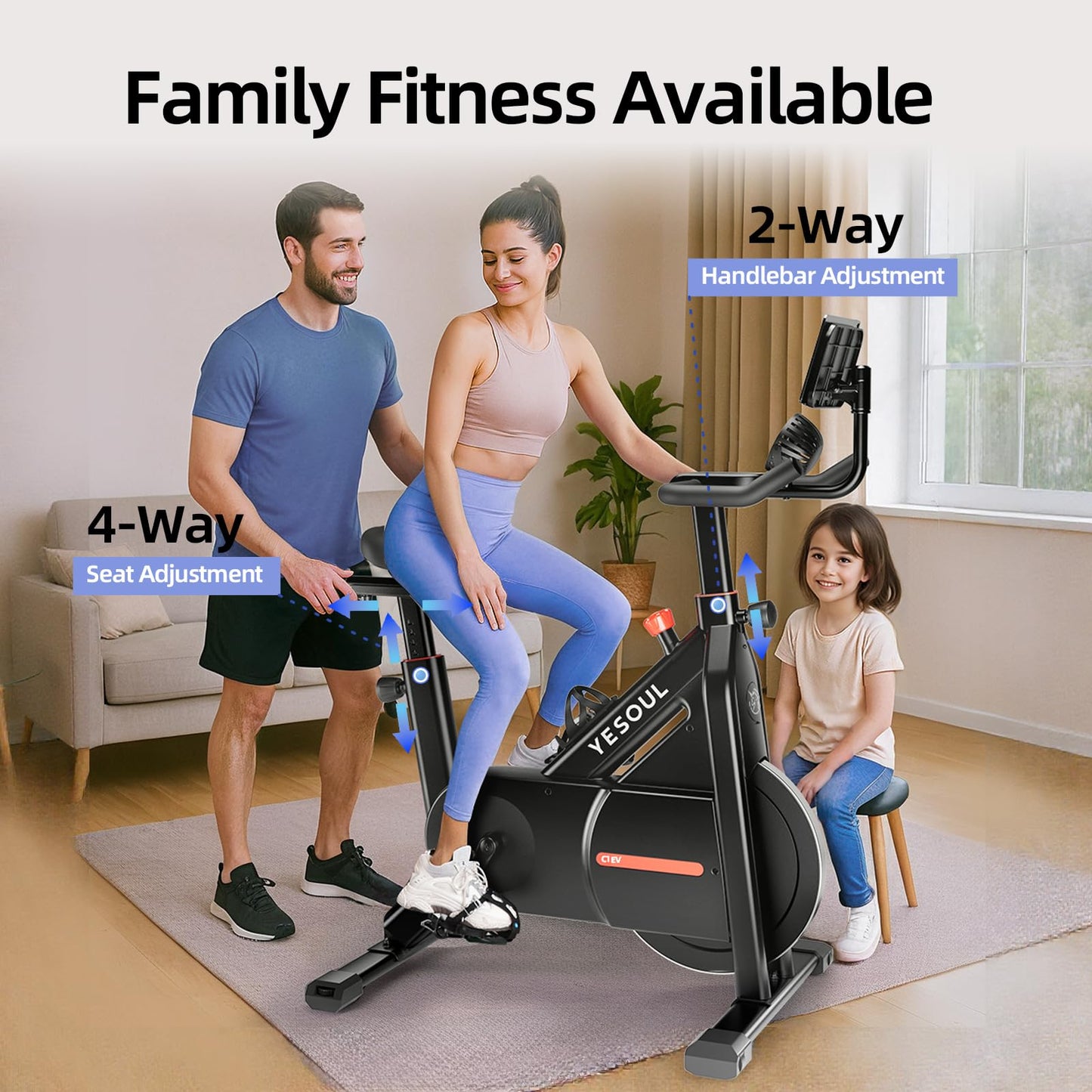 YESOUL Exercise Bike for Home, Self Powered Fan Stationary Bike with Dynamic LED Light Effects, Pro Livestreaming Classes, Smart Exclusive App, 300 LBS Magnetic Resistance Indoor Stationary Cycling Workout Bike for Home