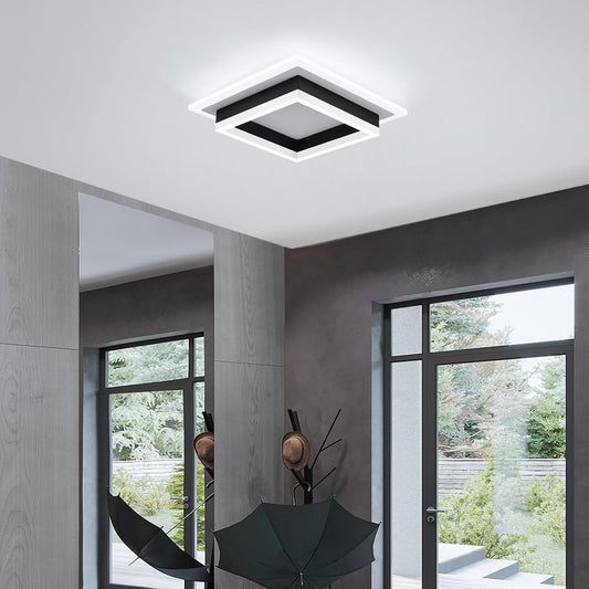 EIDISUNY 32W Modern LED Ceiling Light, Small Flush Mount Light Fixture, 6500K Cold White Ceiling Lamp, Square Hallway Lighting Fixtures for Living Room Bedroom Bathroom Kitchen (White, Cold White)