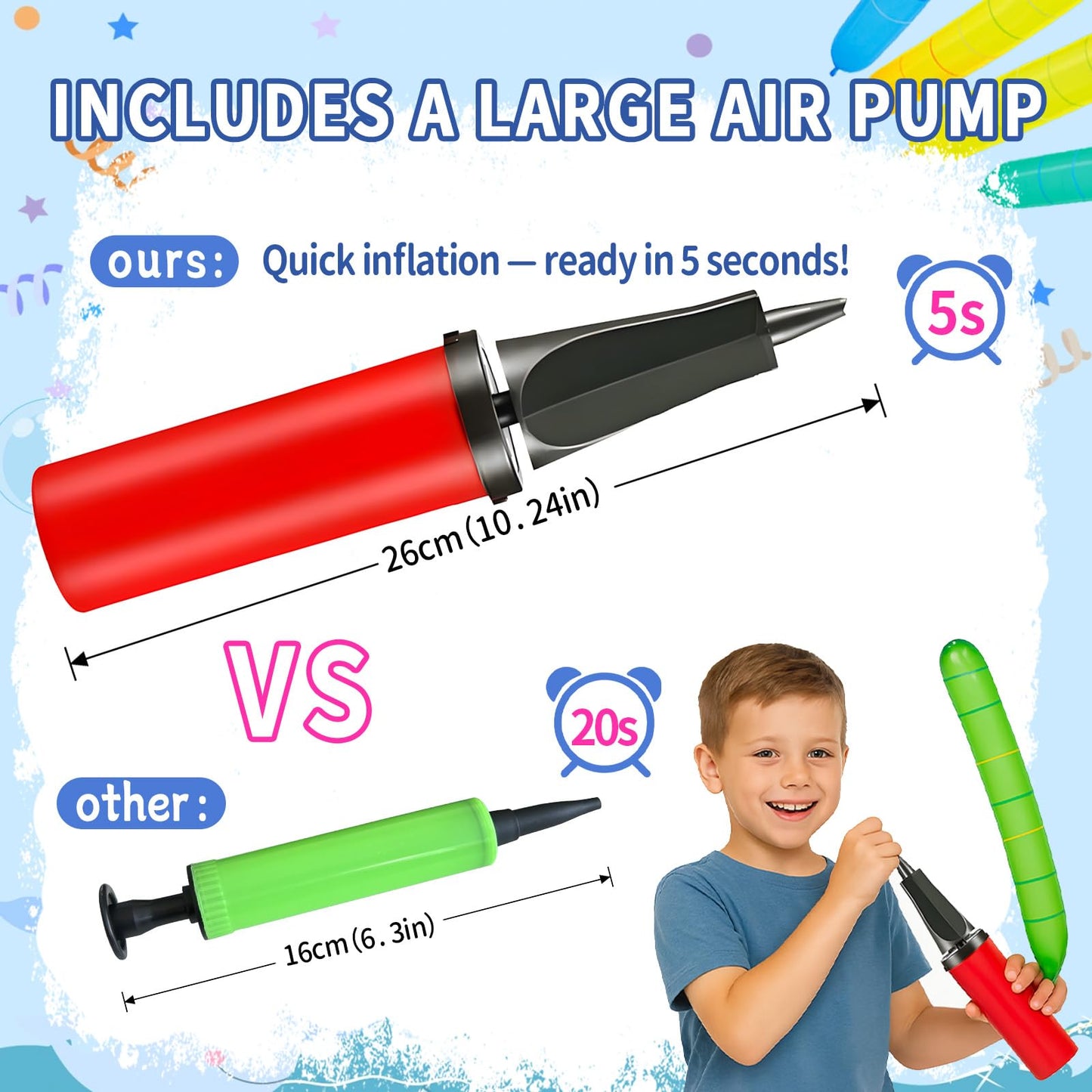 Nautydaddy Rocket Balloons with 2 Pumps 100pcs Whistling Flying Rockets + 5 Helicopter Balloon Toys, Screaming Air Rocket Set for Kids, Outdoor Party Games and Birthday Gifts