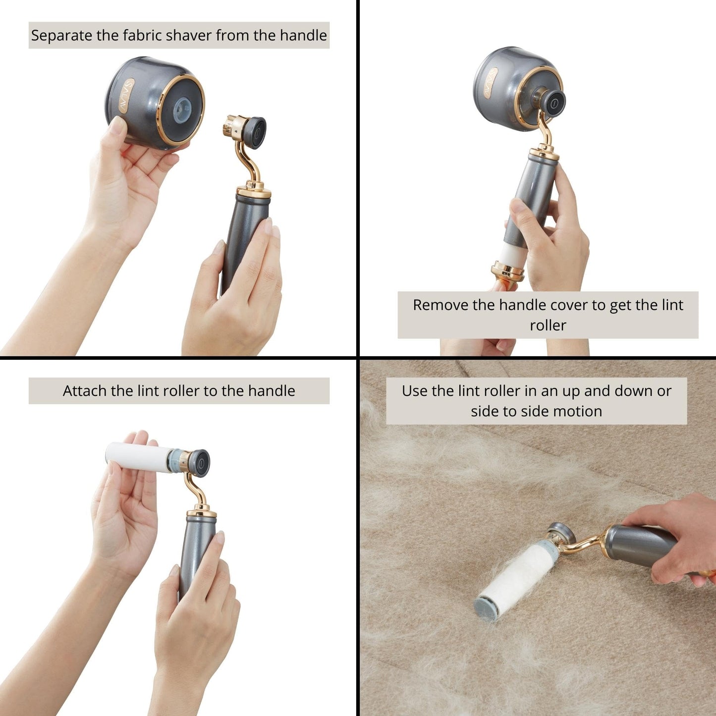 SALAV Retro Edition Steamer and Iron and Fabric Shaver and Lint Roller Bundle, Titanium