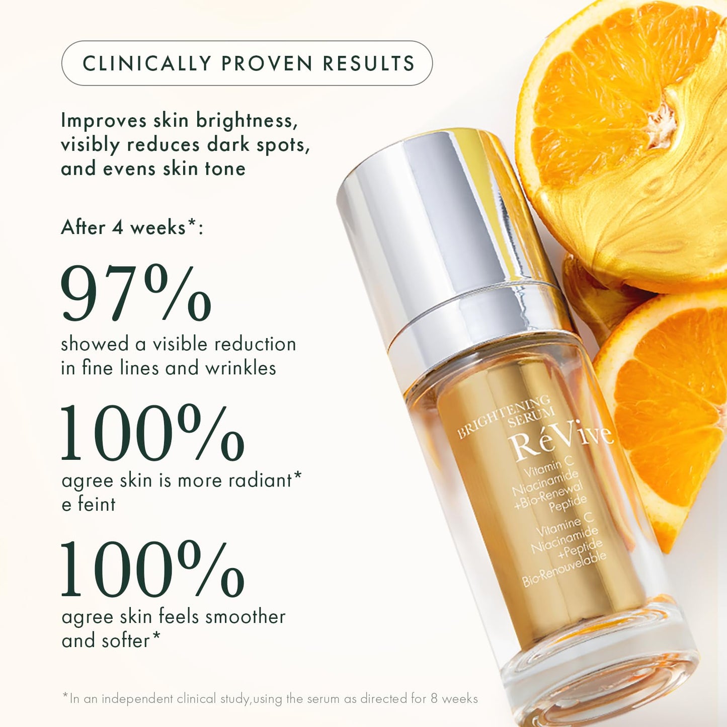 RéVive Brightening Serum - Skincare with Vitamin C, Niacinamide and Bio-Renewal Peptide - Evens Skin Tone, Refines Skin Texture and Reduces Wrinkles