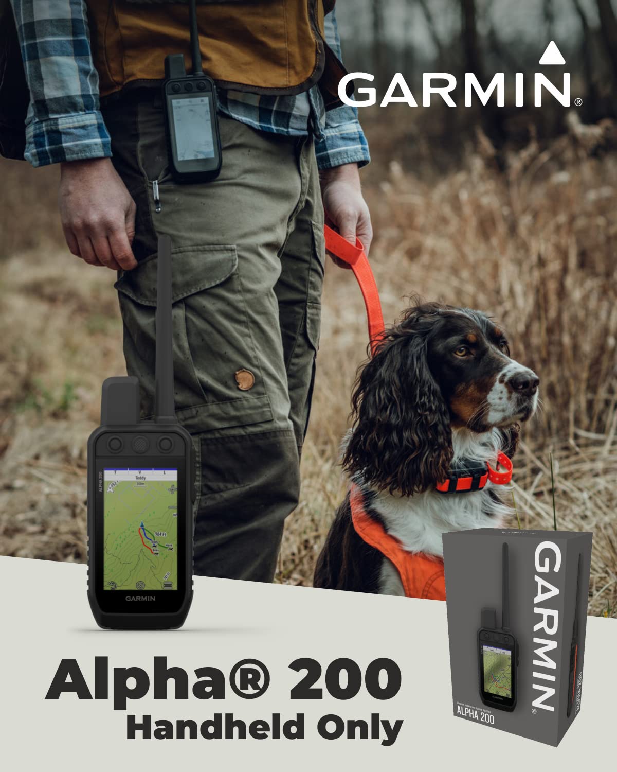 Wearable4U - Garmin Alpha 200 Handheld, Tracking and Training for Your Dogs, Sun-Light Readable Touchscreen and 6 Button Design, High-Sensitivity GPS with Power Pack Bundle