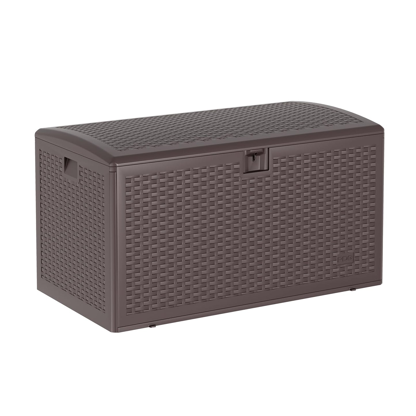 PeacefulHues 120 Gallon Waterproof Large Resin Deck Box Indoor Outdoor, Lockable Storage Container for Patio Furniture Cushions, Throw Pillows, Garden Tools, and Pool Floats, Brown