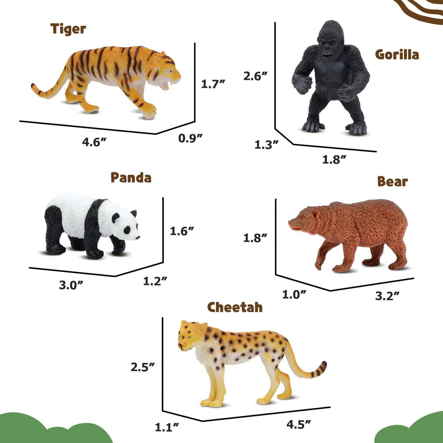 Beetots Safari Animal Figurines Set for Kids, 10 Piece Realistic Wild Zoo Animals Collection with Elephant, Lion, Tiger, Giraffe, Educational Toys for Toddlers Boys Girls