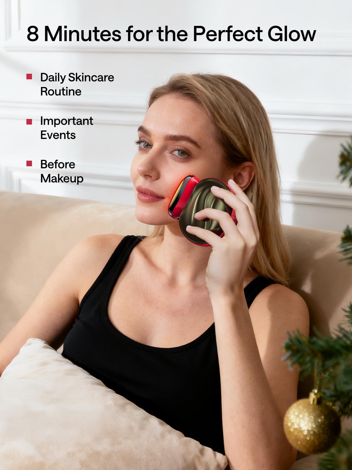 JMOON Microcurrent Facial Device, M30U Red Light Therapy for Face, Safe Anti Aging Skin Care, 4 Modes, 5 Energy Levels for Full Face Lift and Ideal for Smile Lines, Eyes, and Forehead (Red)