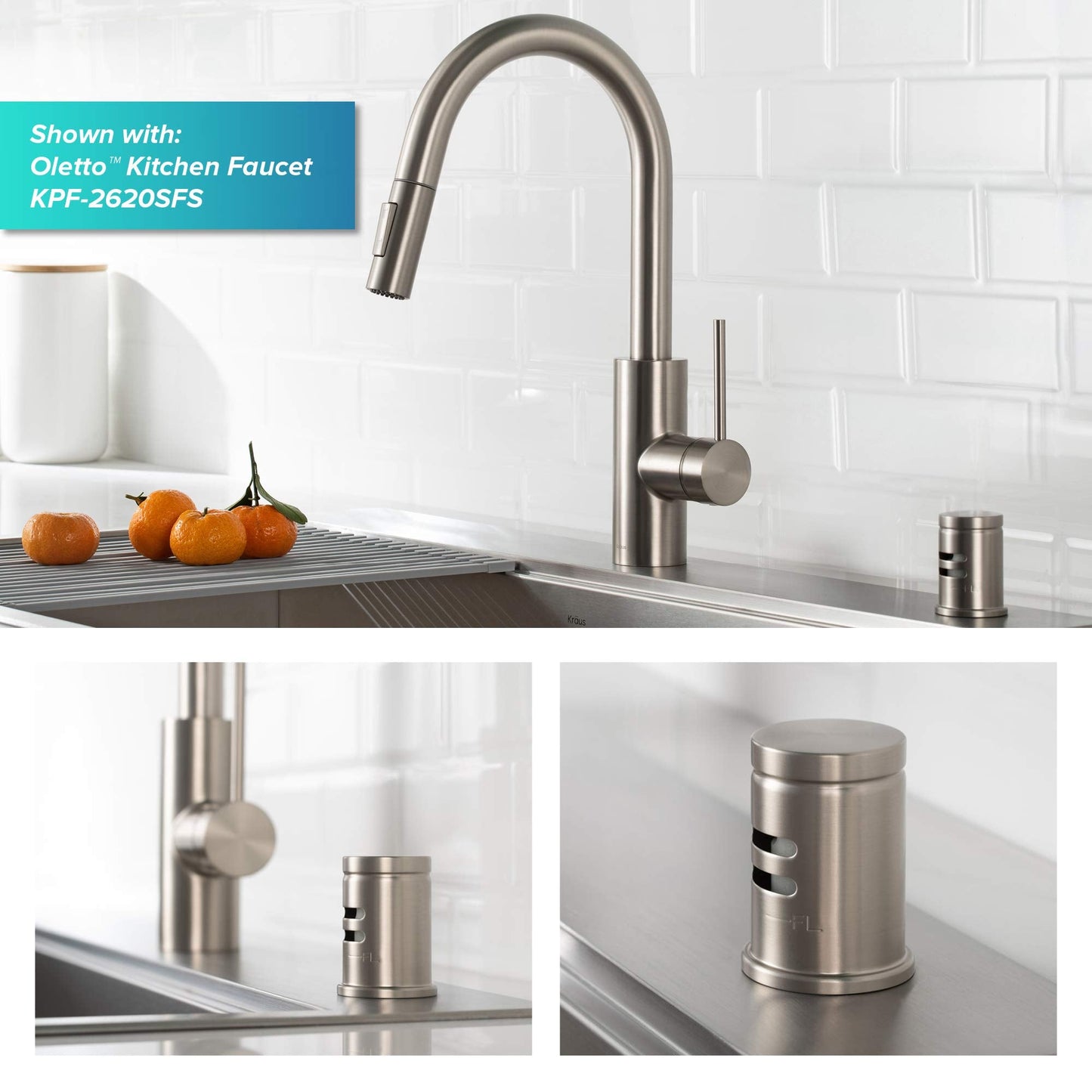KRAUS Dishwasher Air Gap in Spot Free All-Brite™ Stainless Steel, KAG-1SFS