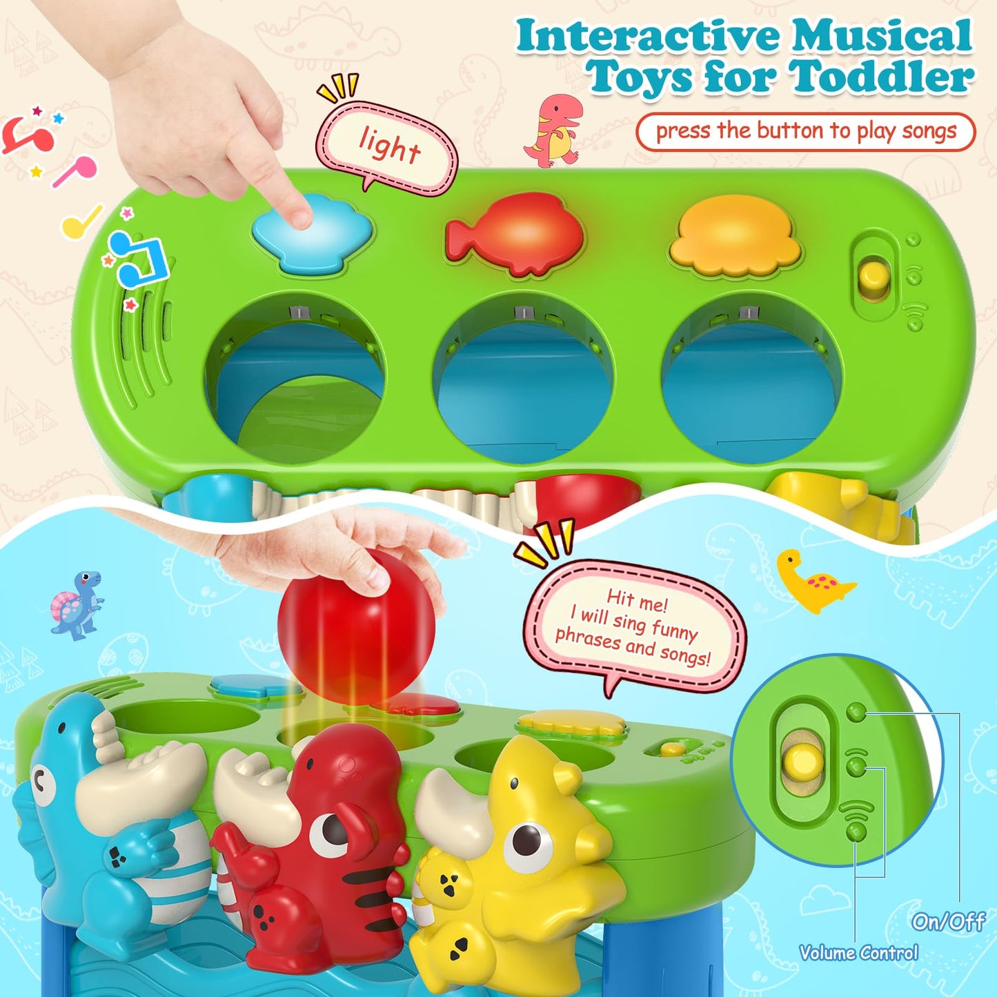 AuroTops Toys for Toddlers 1 2 3 Years Old Boys & Girls Musical Toy for Kids 12-18 Months Interactive Montessori Toys with Light & Sound,Christmas Birthday Gifts