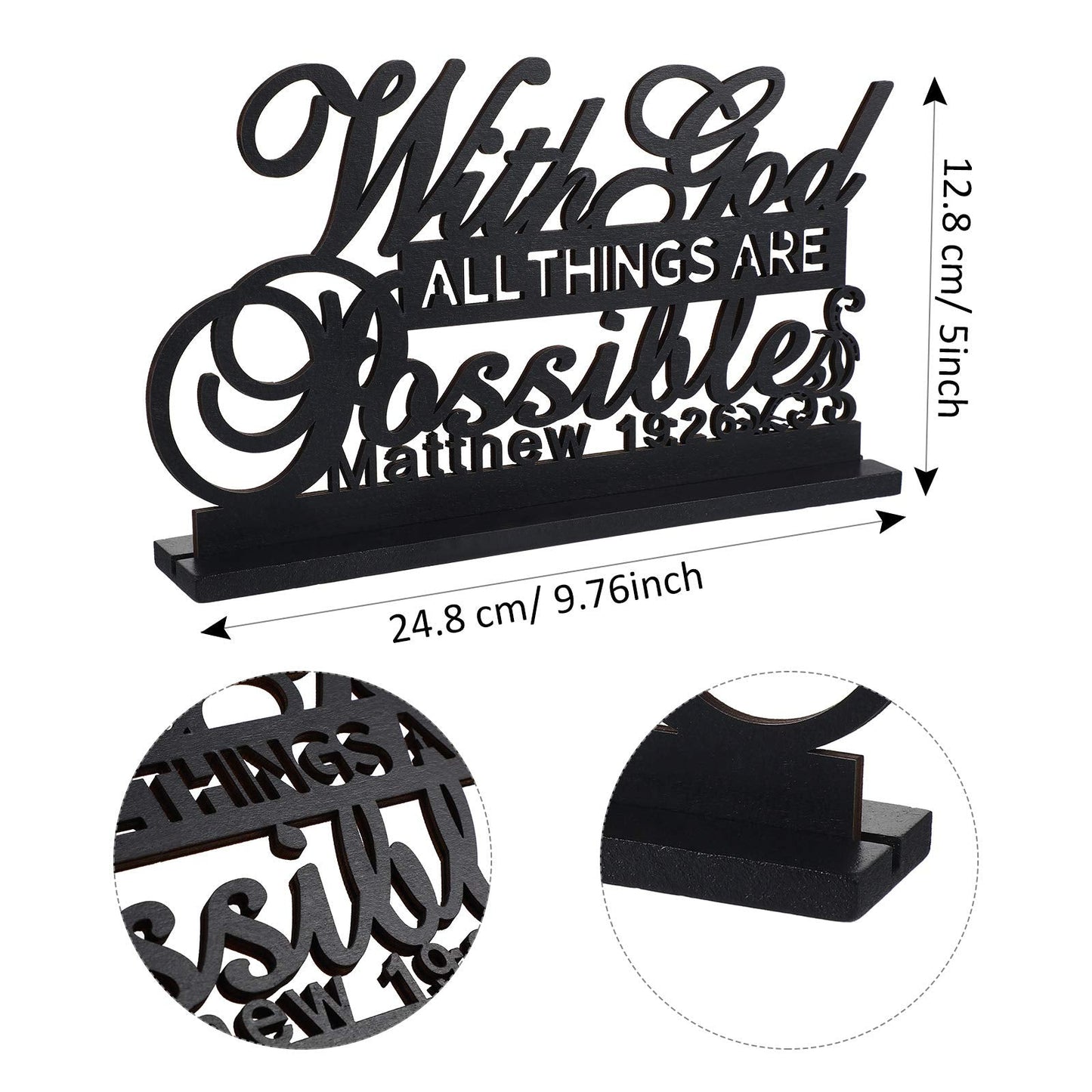 Jetec Inspirational Table Art with God All Things Are Possible Positive Sign Home Table Decoration, Motivational Centerpieces Letter Sign Wooden for Faith Motivational Decor (with Lord Possible)