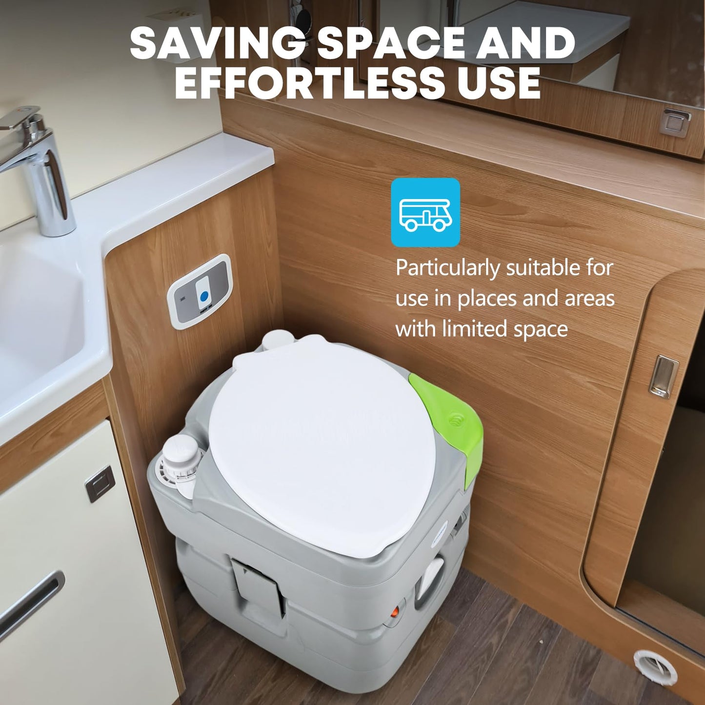 Kohree 5.8 Gal Camping Toilet: Portable Toilet for Adults with Diagonal Elongated Bowl Seat, Large Waste Tank, Leak-Proof Cassette with Level Indicator, RV Travel Porta Potty for Boat Trip Home Use