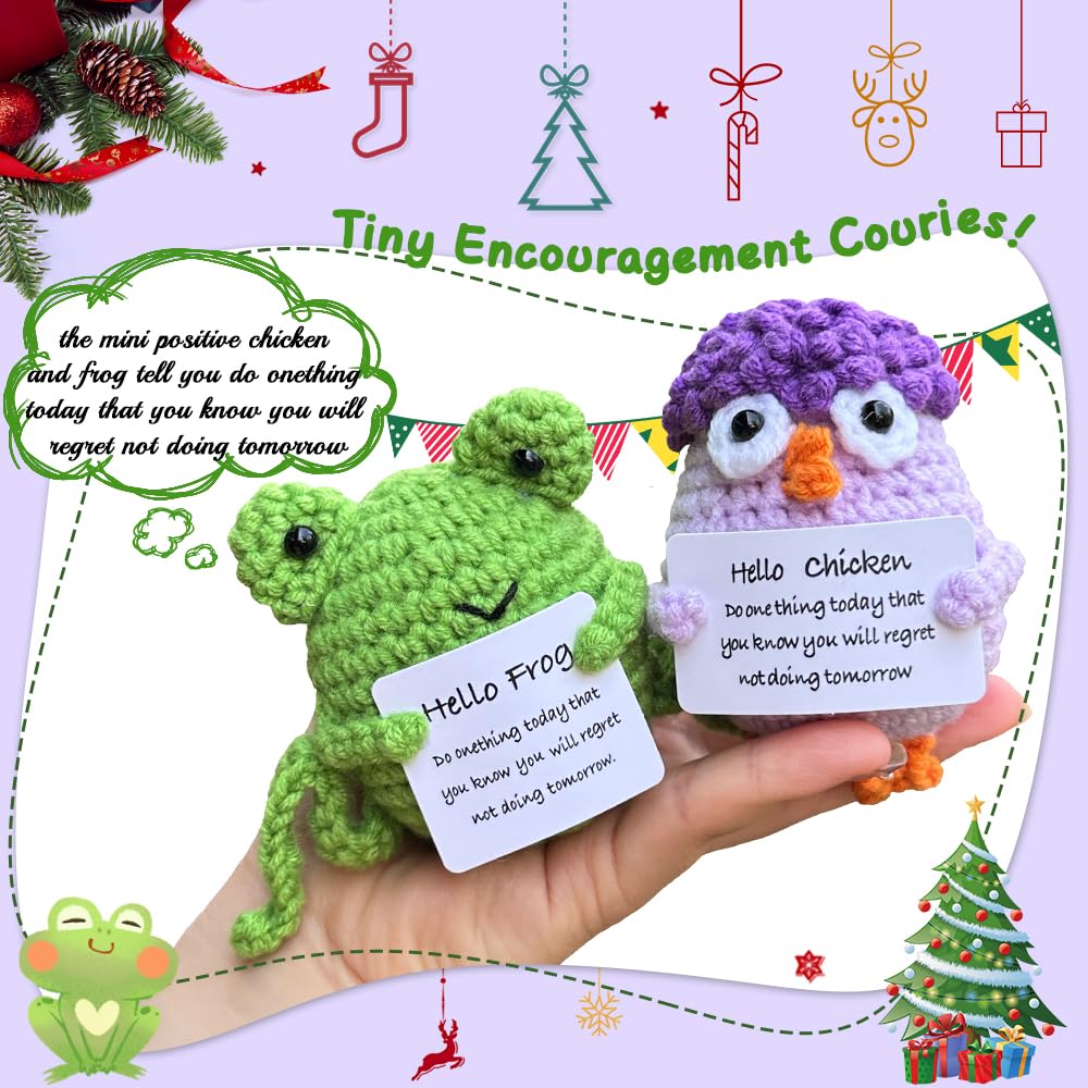 25PCS Positive Crochet Animals Bulk, Mother's Day Basket Stuffers, Employee Appreciation Gifts Bulk, Inspirational Crochet Animals Birthday Gifts for Women Men, Team Staff Teacher Appreciation Gift