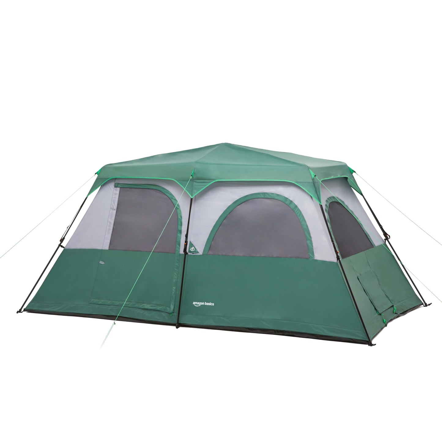 Amazon Basics 8-Person Instant Camping Tent, Easy Setup in 60 Seconds, Weather-Resistant with Rainfly, Mesh Windows, Storage Pockets, for Family Camping and Hiking