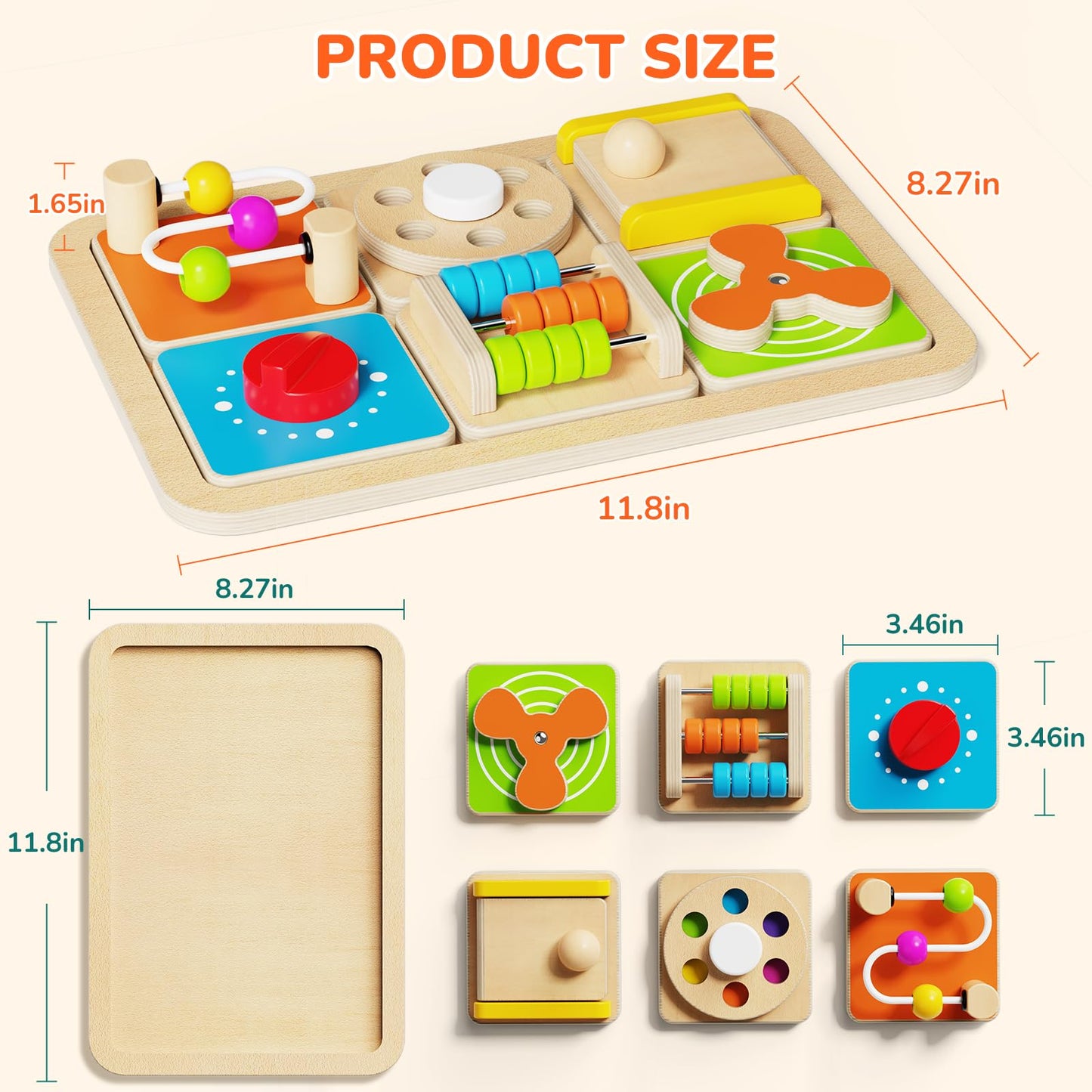 Paisure Montessori Busy Board for Toddlers 1-3, 6-in-1 Sensory Activity Cube, Fine Motor Skills Learning Toy with Bead Maze, Gears & Spinner, Quiet Travel Toy for 1 Year Old Boy and Girl Gifts