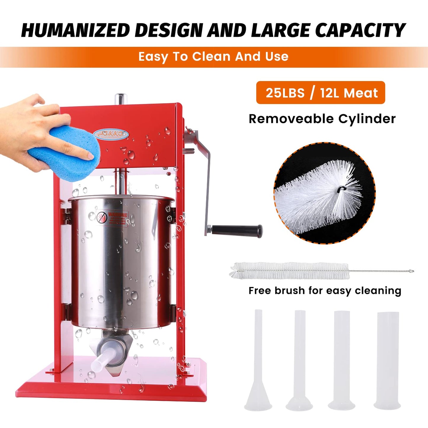 Hakka 25 Pound Sausage Stuffer 2 Speed Stainless Steel Vertical Sausage Filler
