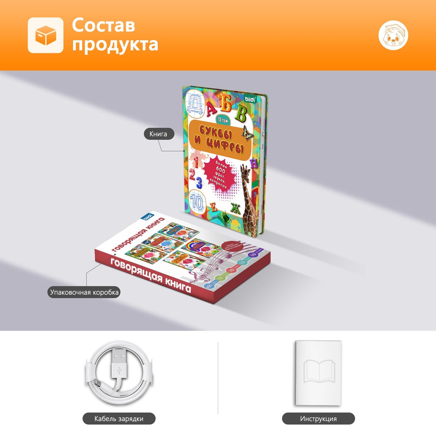Russian Interactive Talking Book for Toddler 3-5, Birthday for Boys Girls,USB-C Rechargeable Sound Book,600+ Sounds,13 topics of Alphabet & Numbers,with 1 Color Pen