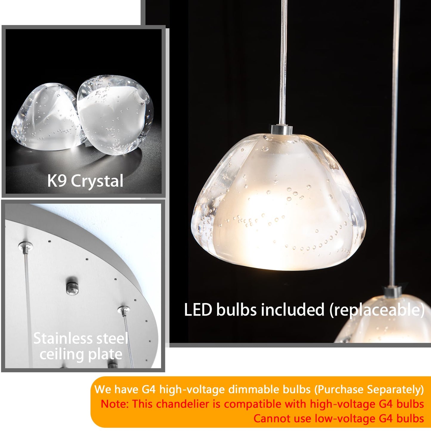 dolria 20-Light Modern Chandeliers for Entrance High Ceiling Chandelier Living Room Lights Fixture LED Ceiling Lamp Bubble Crystal Adjust Hanging Pendants Lighting for Stairwell Hallway Foyer