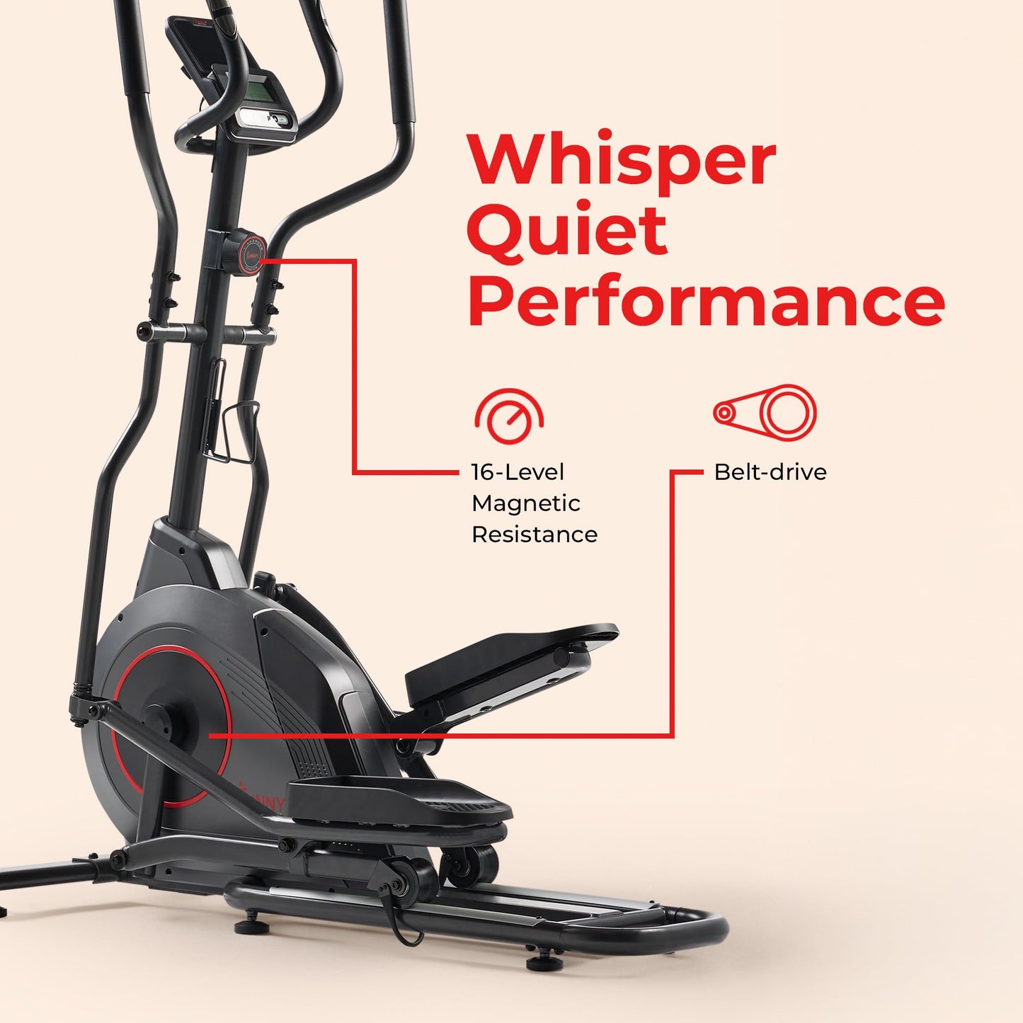 Sunny Health & Fitness Upright Elliptical Exercise Machine with Pulse Sensor for Full Body Cross Training Exercise Cardio Machine for Home, Optional Long Stride via Bluetooth and SunnyFit App Access