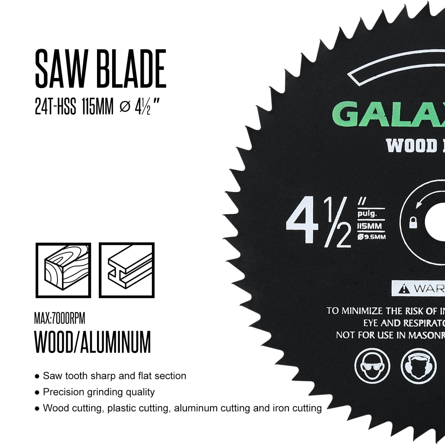 GALAX PRO Saw Blade Set, Pack of 4 Assorted 60T HSS Metal/24T TCT Wood/Diamond 4-1/2-Inch Circular Saw Blade with 3/8" Arbor for Fast Cutting…