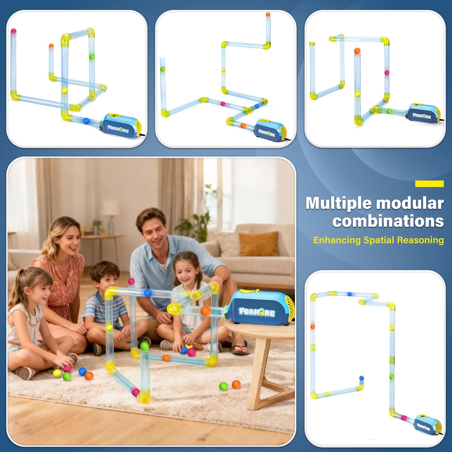 Foamore Tube Kit for Airflow STEM Toy, Air Tubes Toy STEM Kits Building Toys, Education, Air Aerodynamics, Building & Tinkering