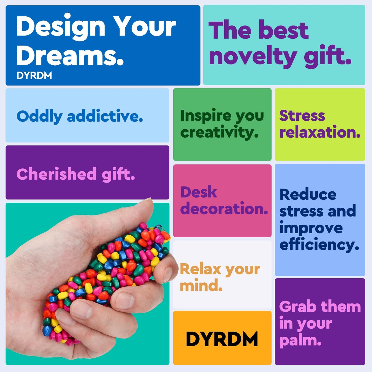 DYRDM 1000+ Original Ferrite Putty Multicolo, Fidget Toy Ferrite Stones for Stress Relief, Sensory Toy for Adults & Teens 14+, Holiday Stocking Stuffer, Ferrite Rocks Fidget Present for Office