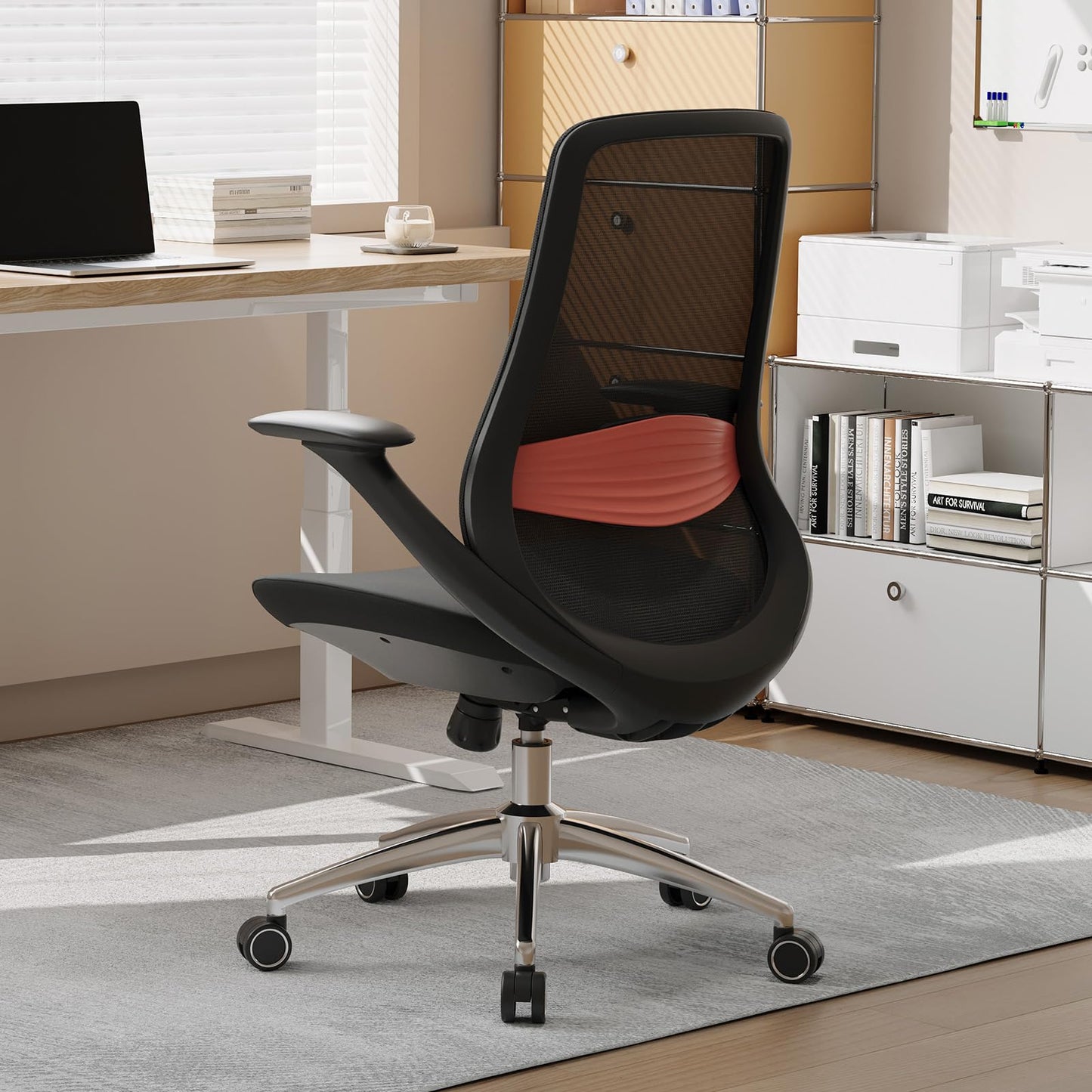 BERYTH Ergonomic Office Chair, High-Back Mesh Executive Chair with Lumbar Support & 360° Adjustable Arms, Reclining Desk Chair with Tilt Lock for Home Office, Gaming, and Work, 300lb Capacity (Black)